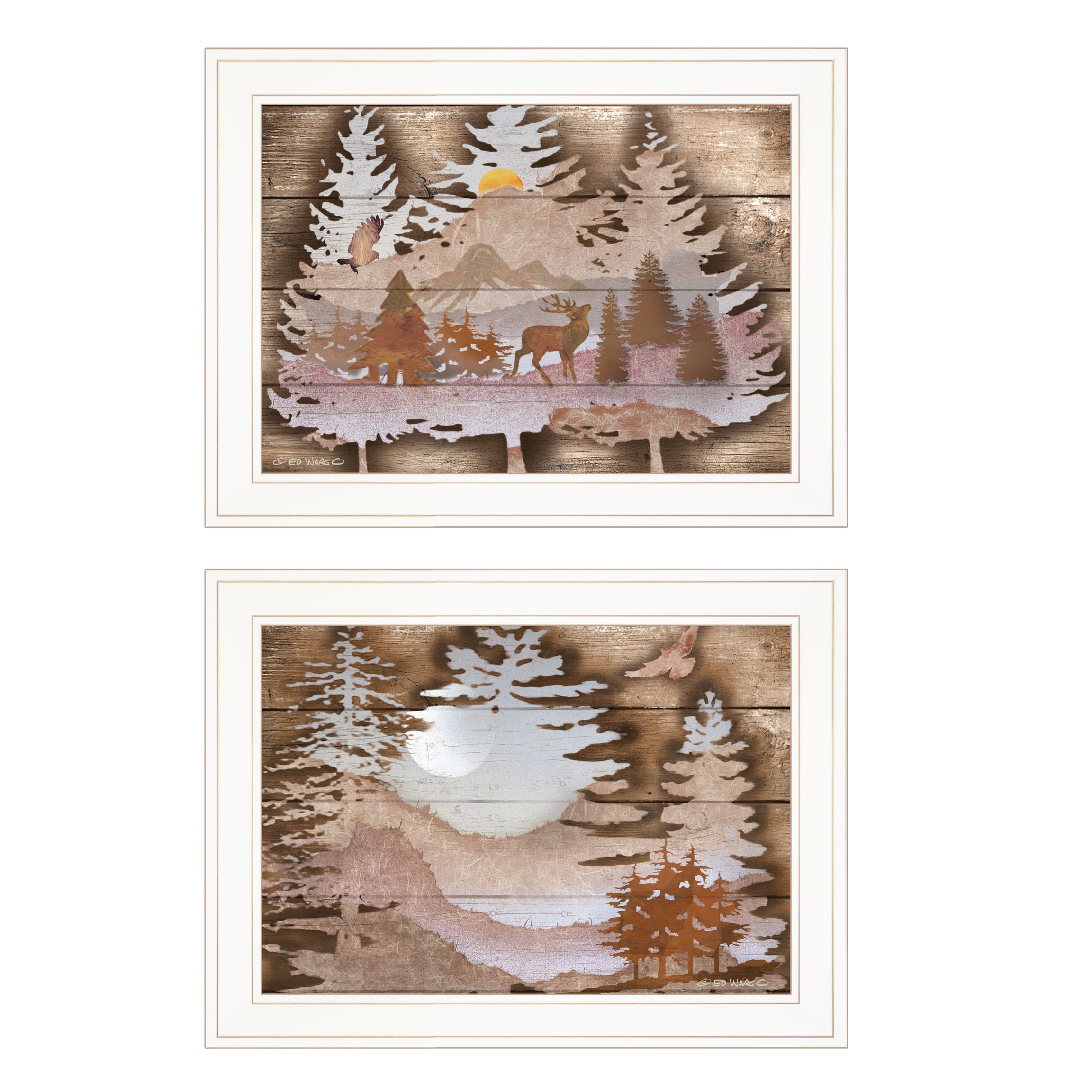 "Great Outdoors" 2-Piece Vignette By Ed Wargo, Ready to Hang Framed Print, White Frame--1