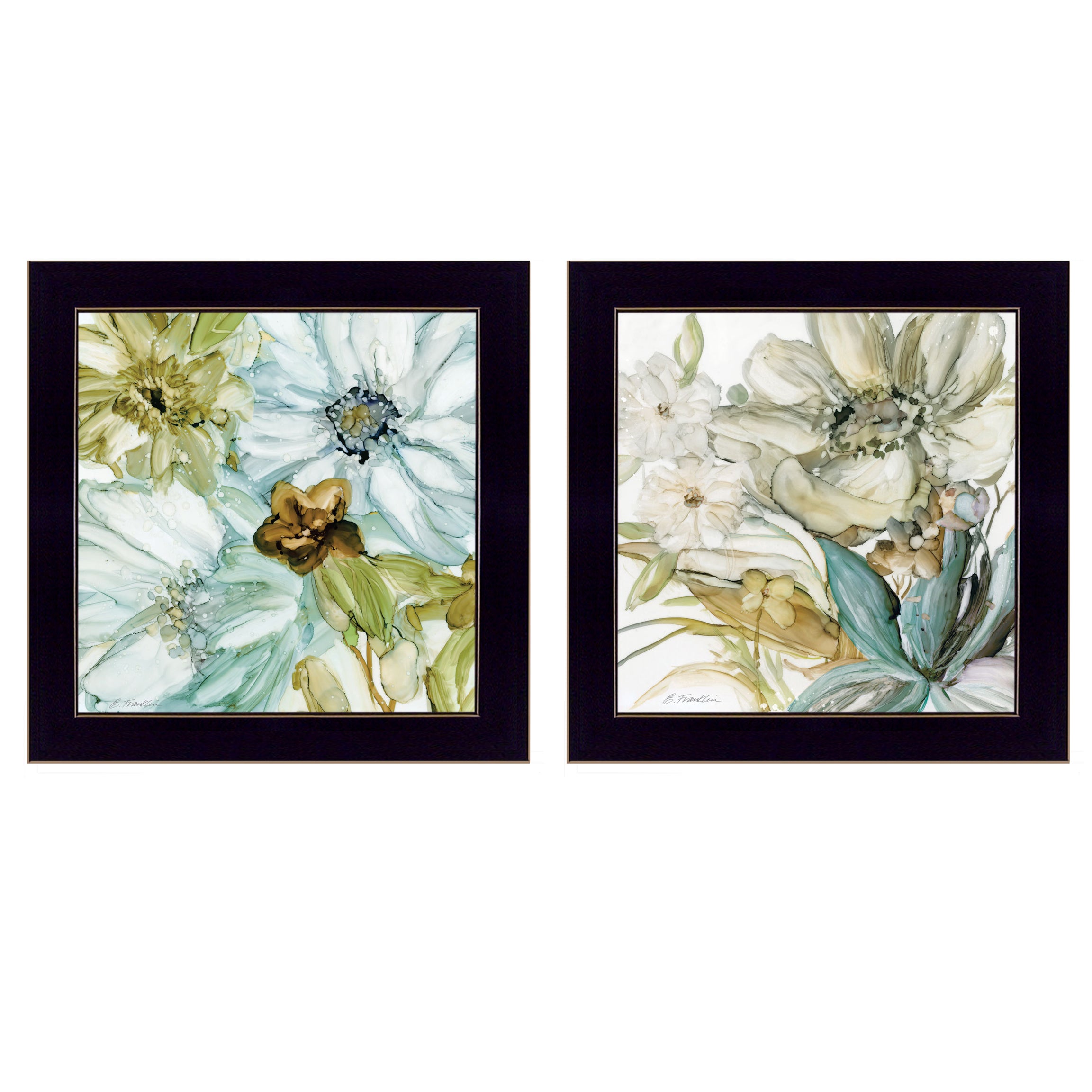 "Sea Glass" 2-Piece Vignette By JG Studios, Ready to Hang Framed Print, Black Frame--1