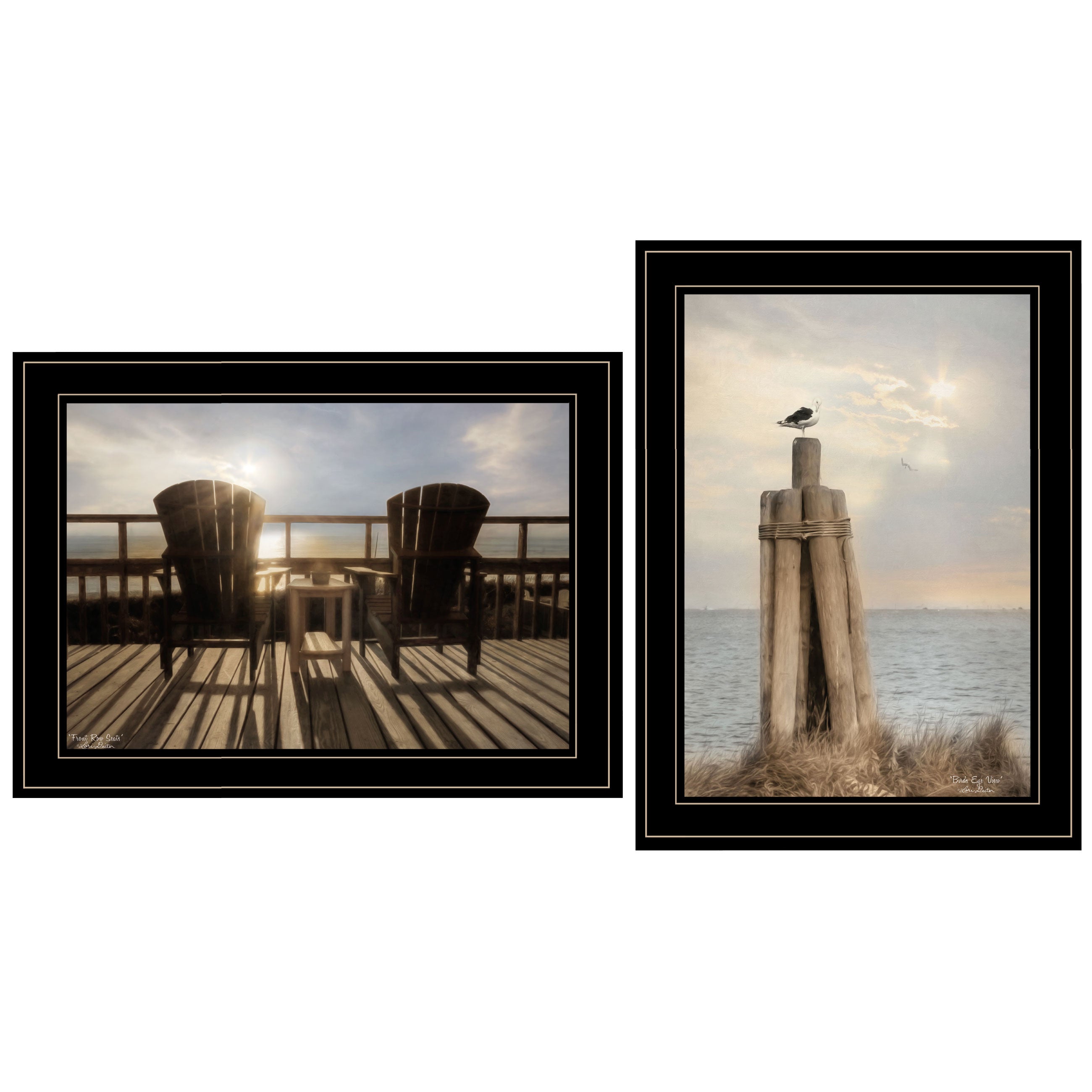 "By The Sea By"" 2-Piece Vignette By Lori Deiter, Ready to Hang Framed Print, Black Frame--1