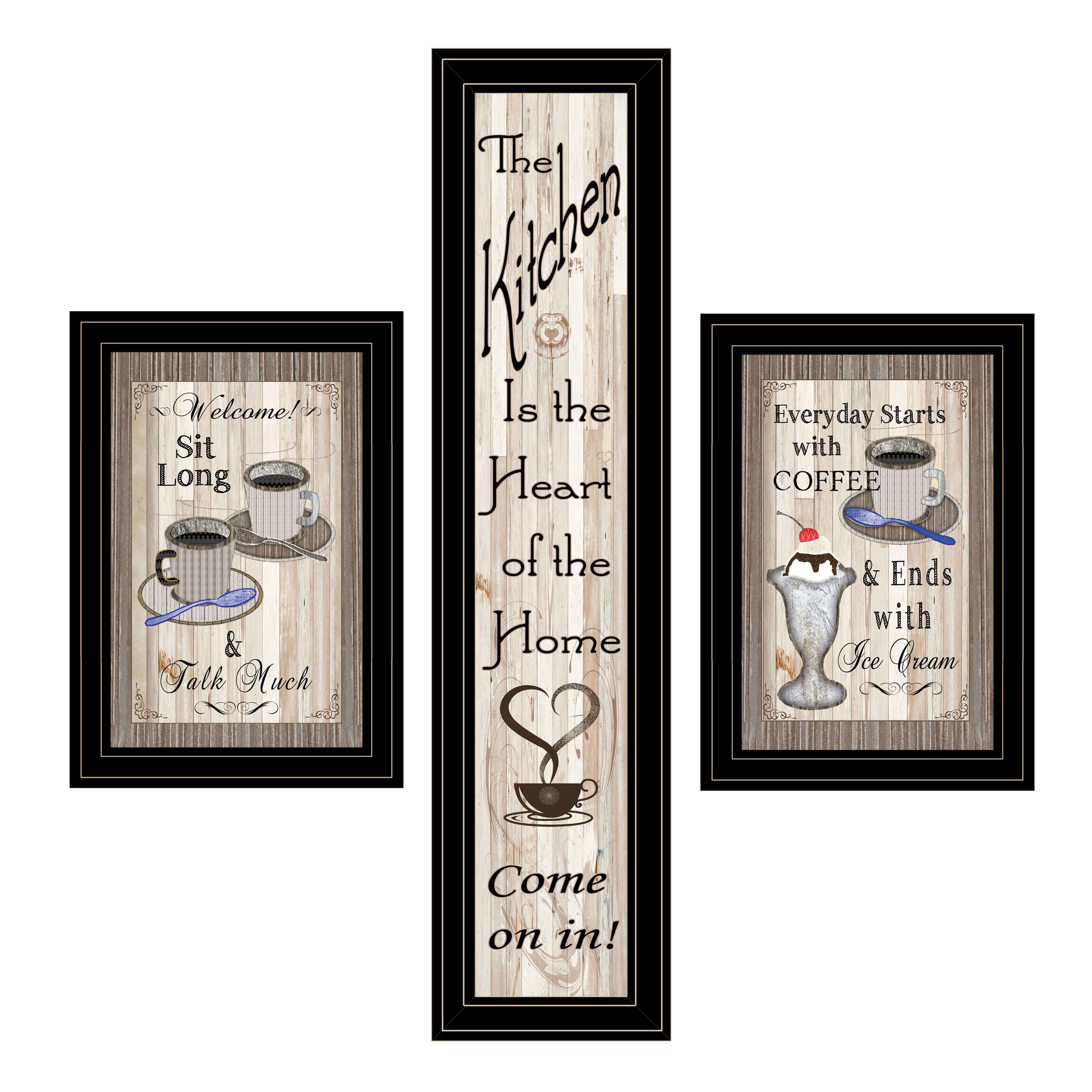 "Come On In" 3-Piece Vignette By TrendyDecor4U, Black Frame--1