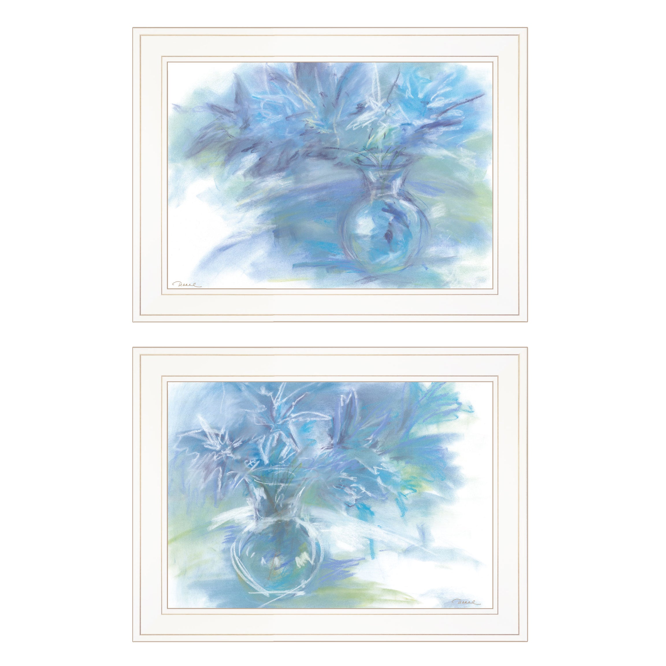 "Morning Glory" 2-Piece Vignette By Tracy Owen, Ready to Hang Framed Print, White Frame--1