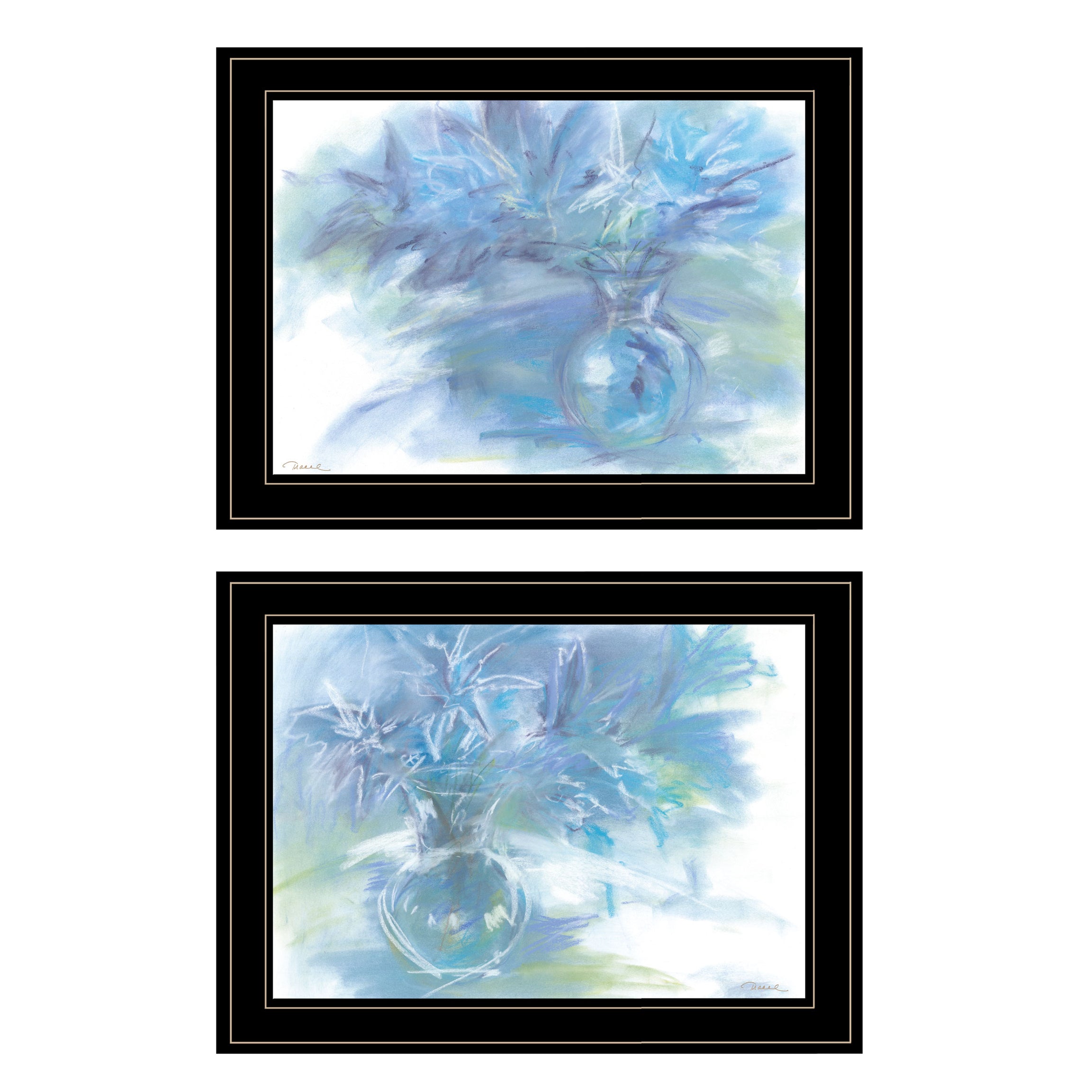 "Morning Glory" 2-Piece Vignette By Tracy Owen, Ready to Hang Framed Print, Black Frame--1