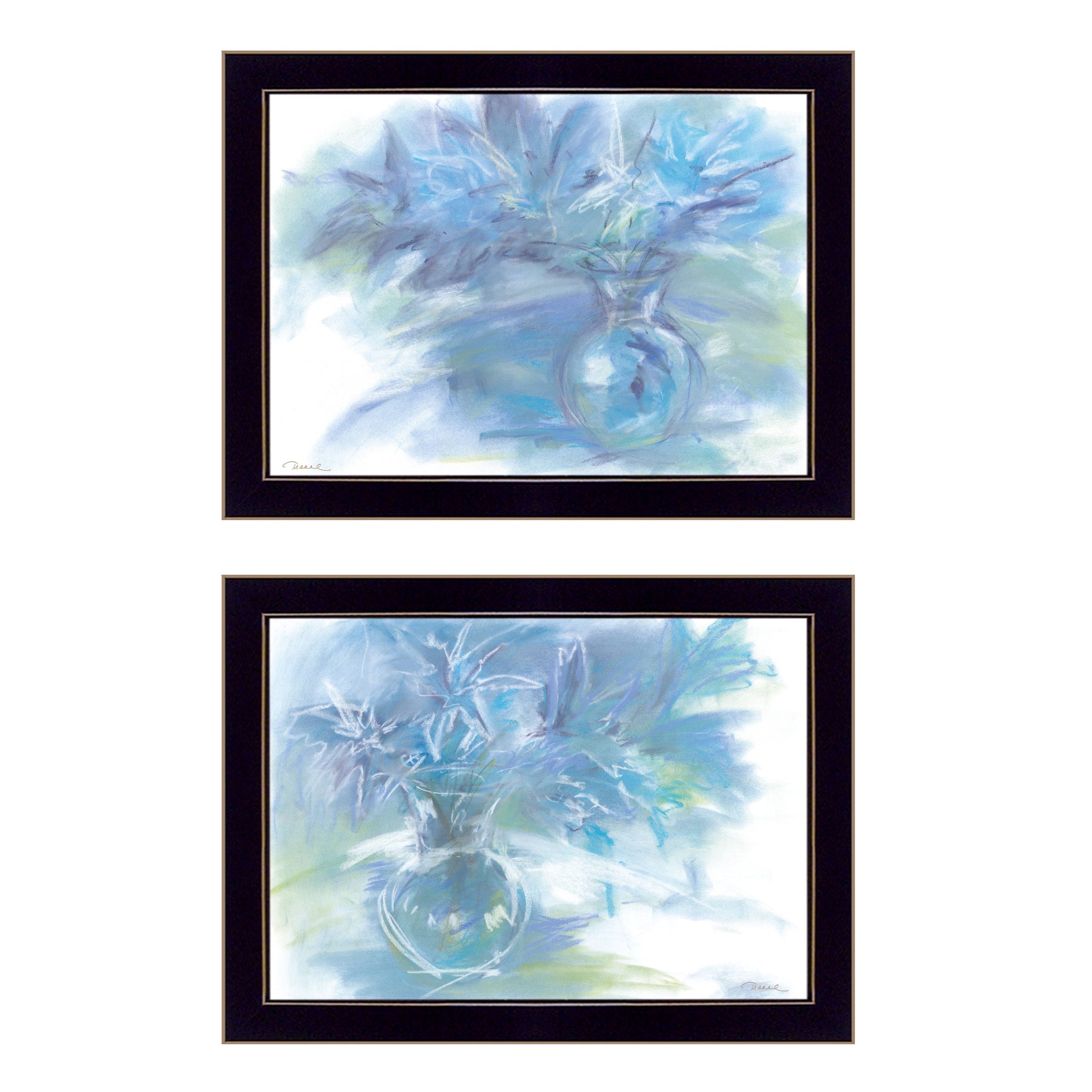 "Morning Glory" 2-Piece Vignette By Tracy Owen, Ready to Hang Framed Print, Black Frame--1