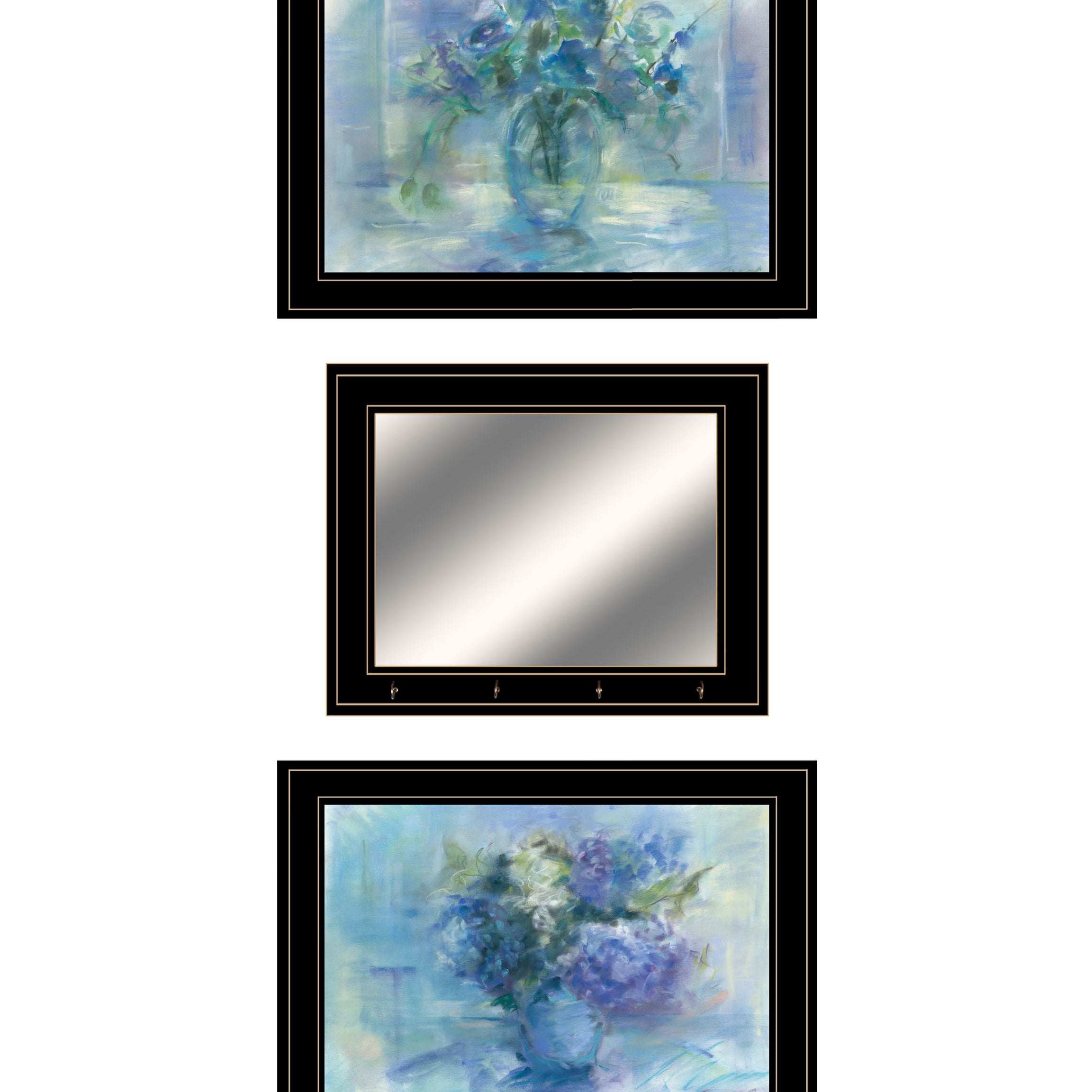 "Bath Relax" 3-Piece Vignette By Tracy Owen-Cullimore, Ready to Hang Framed Print, Black Frame--1