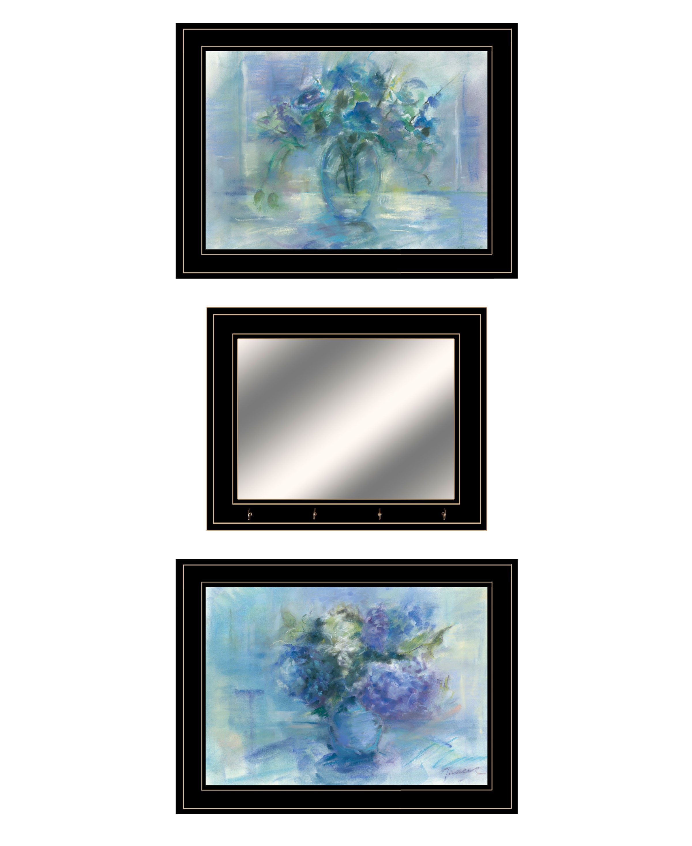 "Bath Relax" 3-Piece Vignette By Tracy Owen-Cullimore, Ready to Hang Framed Print, Black Frame--1