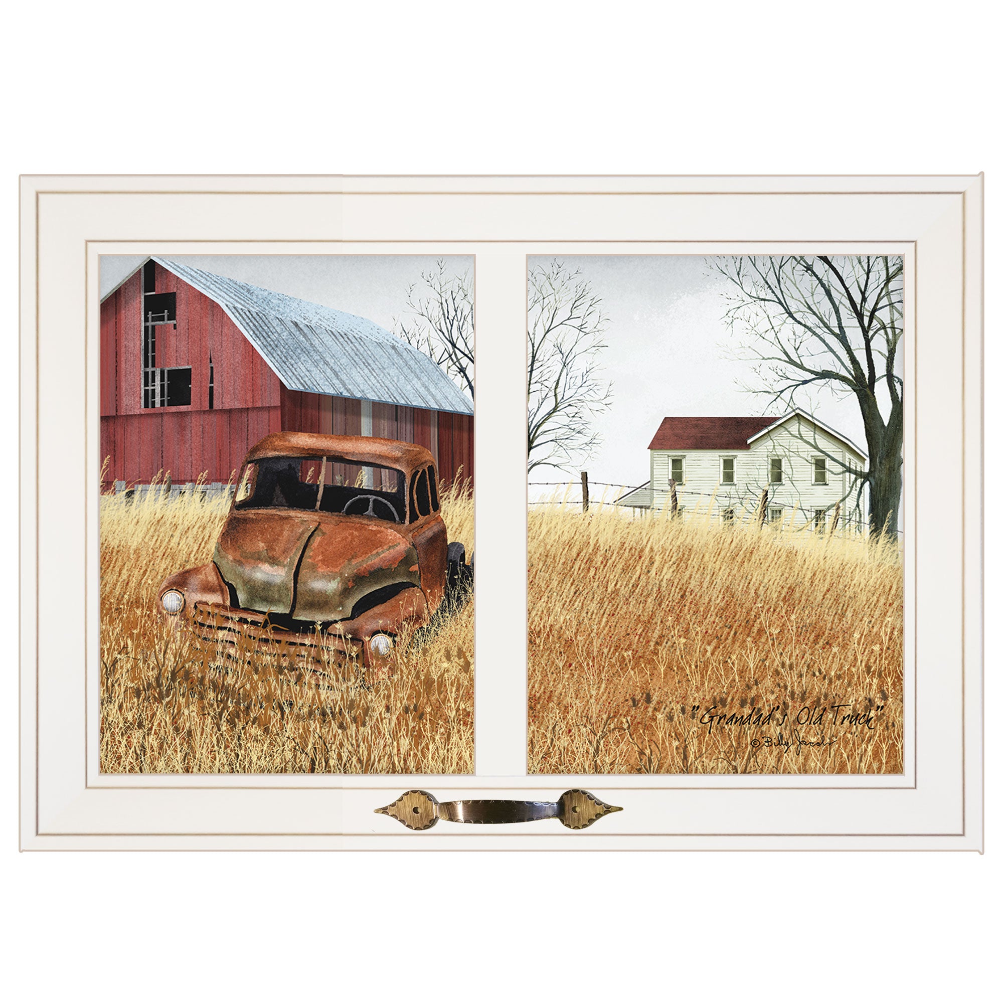 "Granddads Old Truck" by Billy Jacobs, Ready to Hang Framed Print, White Window-Style Frame--1