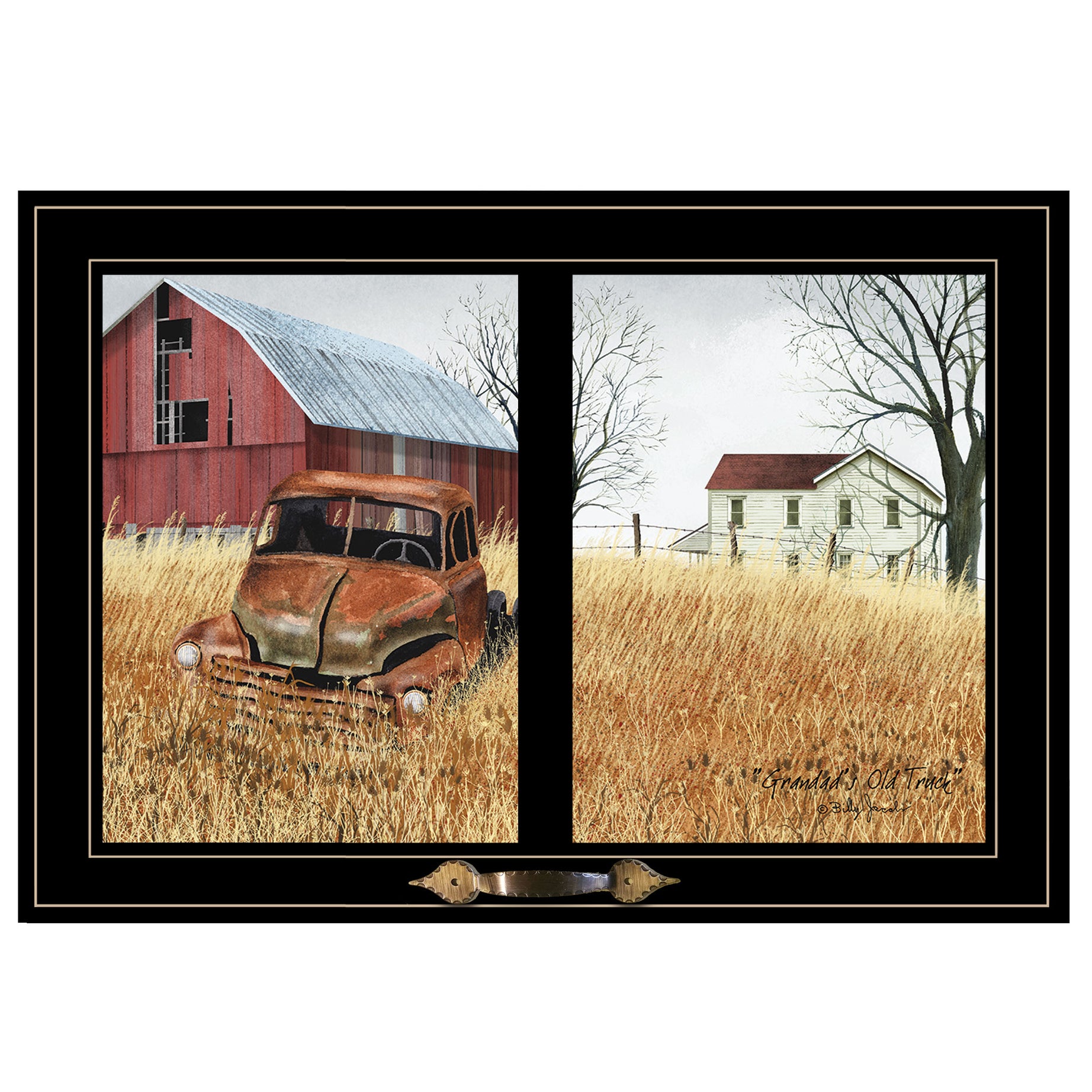 "Granddads Old Truck" by Billy Jacobs, Ready to Hang Framed Print, Black Window-Style Frame--1