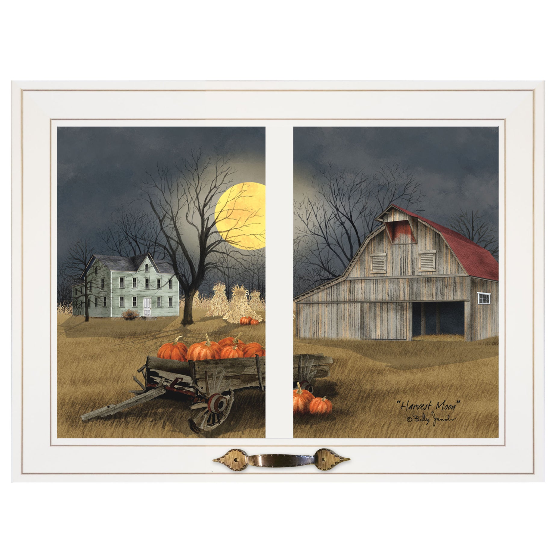 "Harvest Moon" by Billy Jacobs, Ready to Hang Framed Print, White Window-Style Frame--1