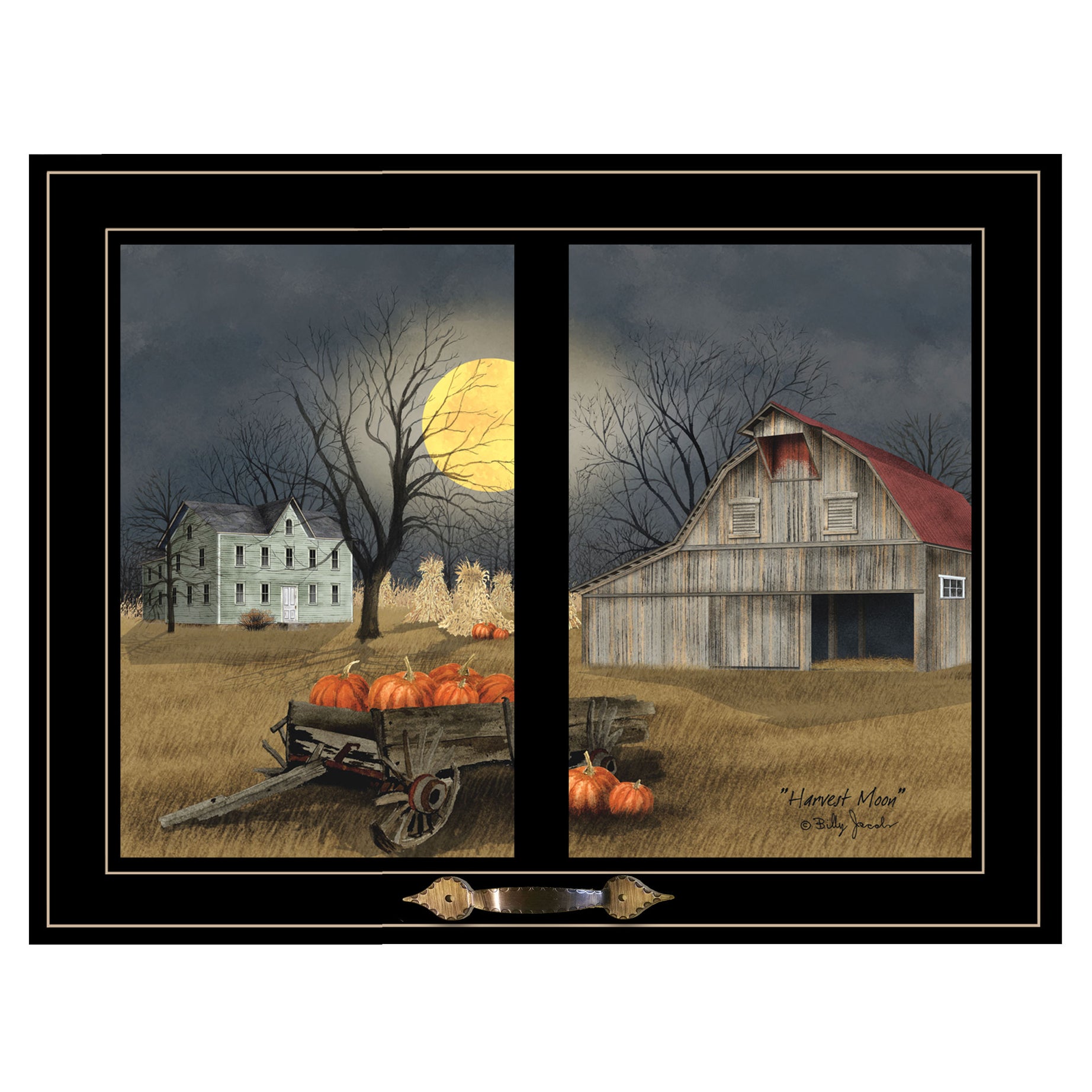 "Harvest Moon" by Billy Jacobs, Ready to Hang Framed Print, Black Window-Style Frame--1