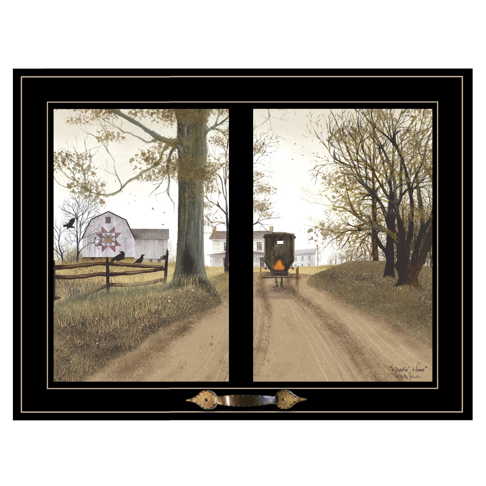 "Heading Home" by Billy Jacobs, Ready to Hang Framed Print, Black Window-Style Frame--1