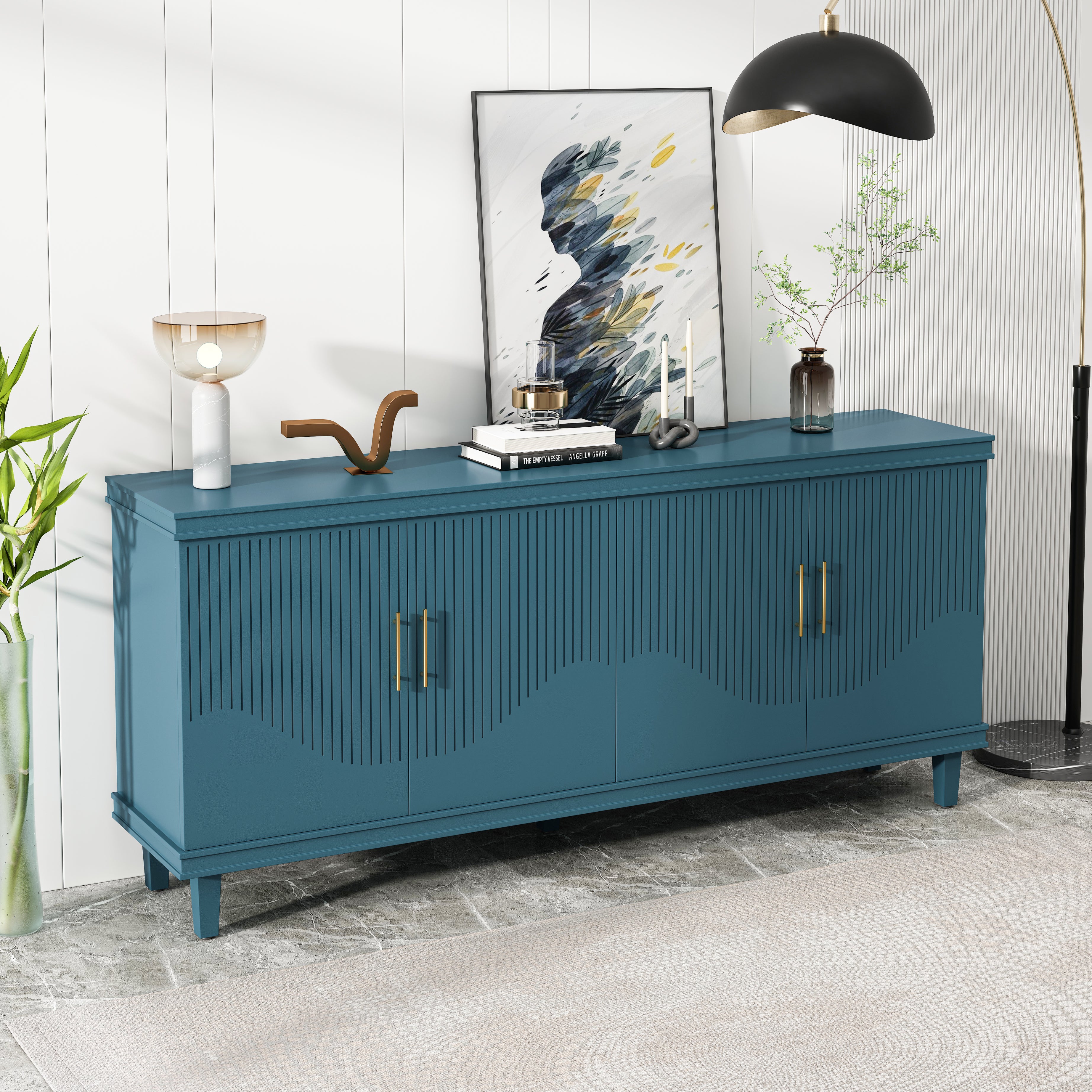 70.07''Large Size 4-Door Cabinet, Same as Living Room, Kitchen, Bedroom, Hallway ,Olive Green,Navy Blue,Peacock Blue--1