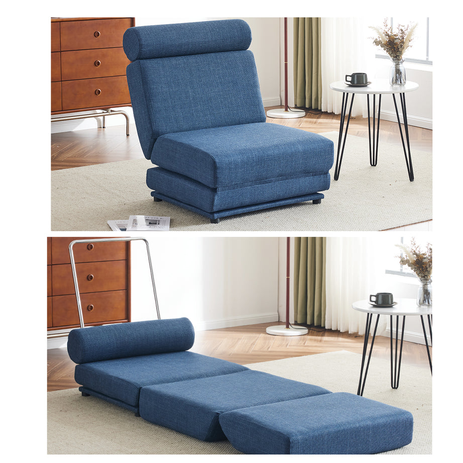 Single Sofa Chair Foldable Single Sofa Bed with Pillow,Portable Foldable Sofa Bed,Leisure Sofa Chair,Easy to Store,Made of Breathable and Wearable Linen--1