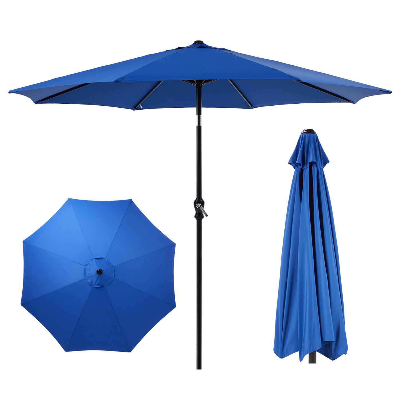 9 foot outdoor patio umbrella with button tilt and crank, Outdoor patio/market table umbrella UV protected and waterproof, blue--1