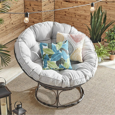 Francis Outdoor Moon Chair with Light Grey Cushion--1