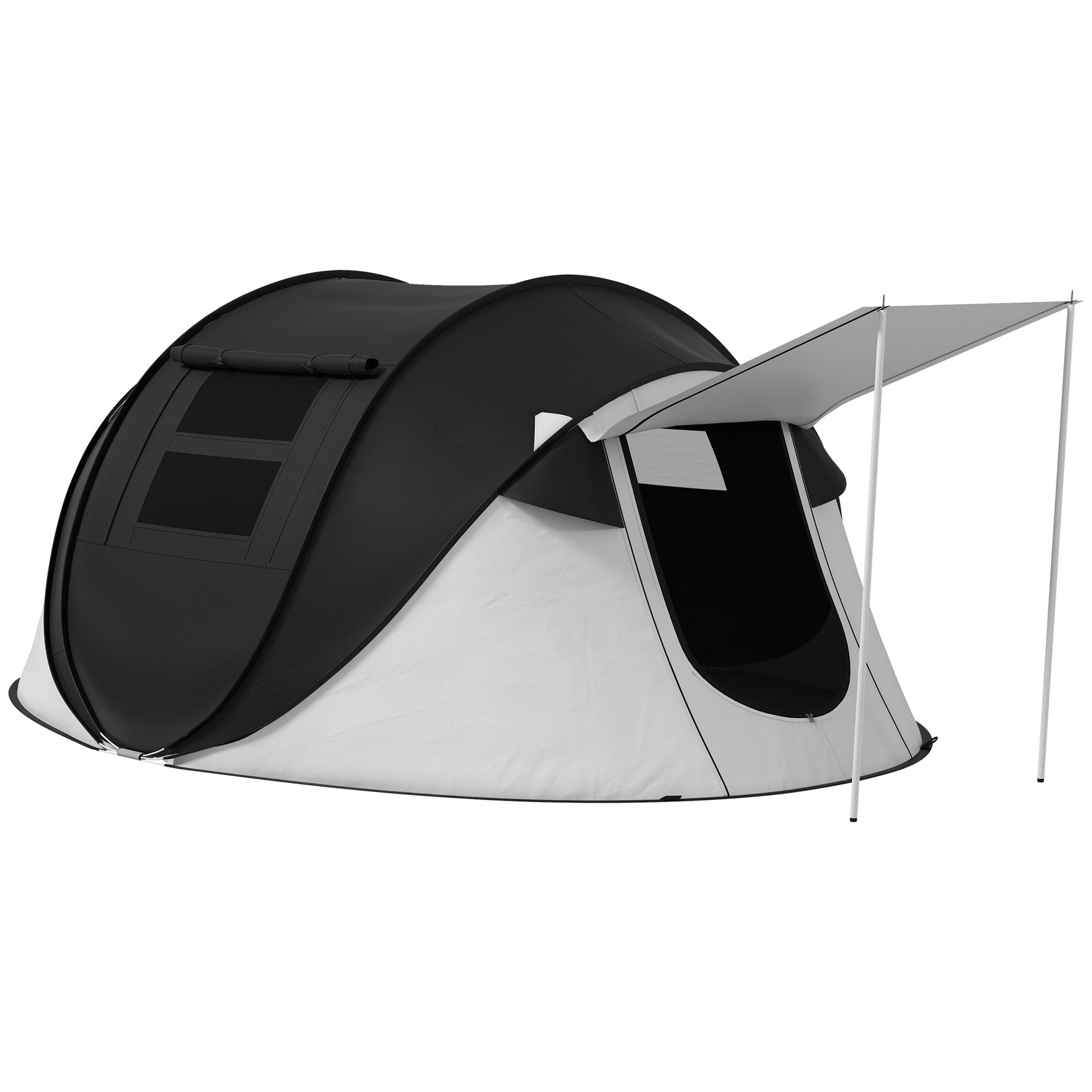 Outsunny Pop Up Tent, Instant Camping Tent with Porch and Carry Bag, 3000mm Waterproof, for 2-3 People, Black, (Poles Included)--1