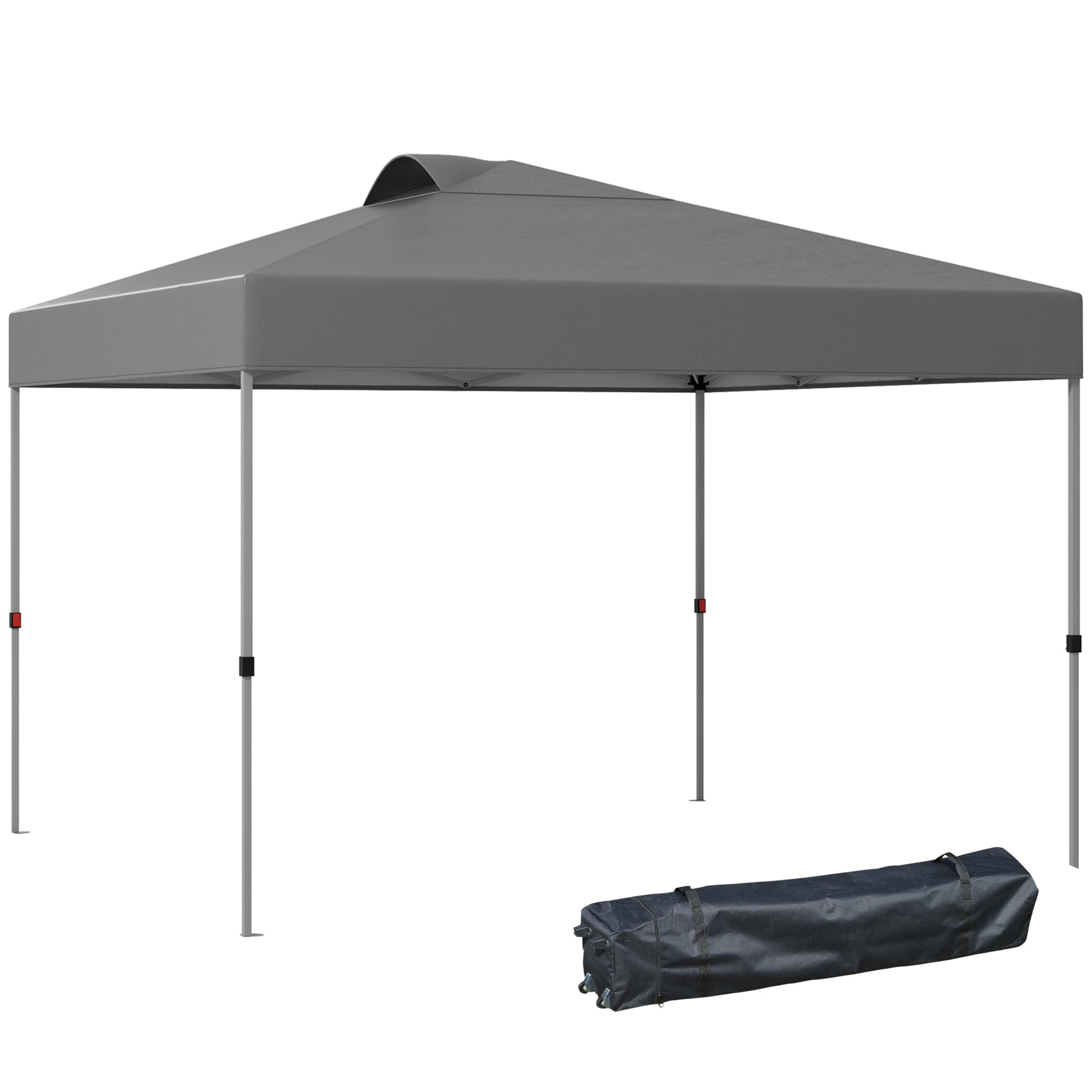 Outsunny 10' x 10' Pop Up Canopy Tent, Instant Sun Shelter with 3-Level Adjustable Height, Top Vents and Wheeled Carry Bag for Outdoor, Garden, Patio, Dark Gray--1