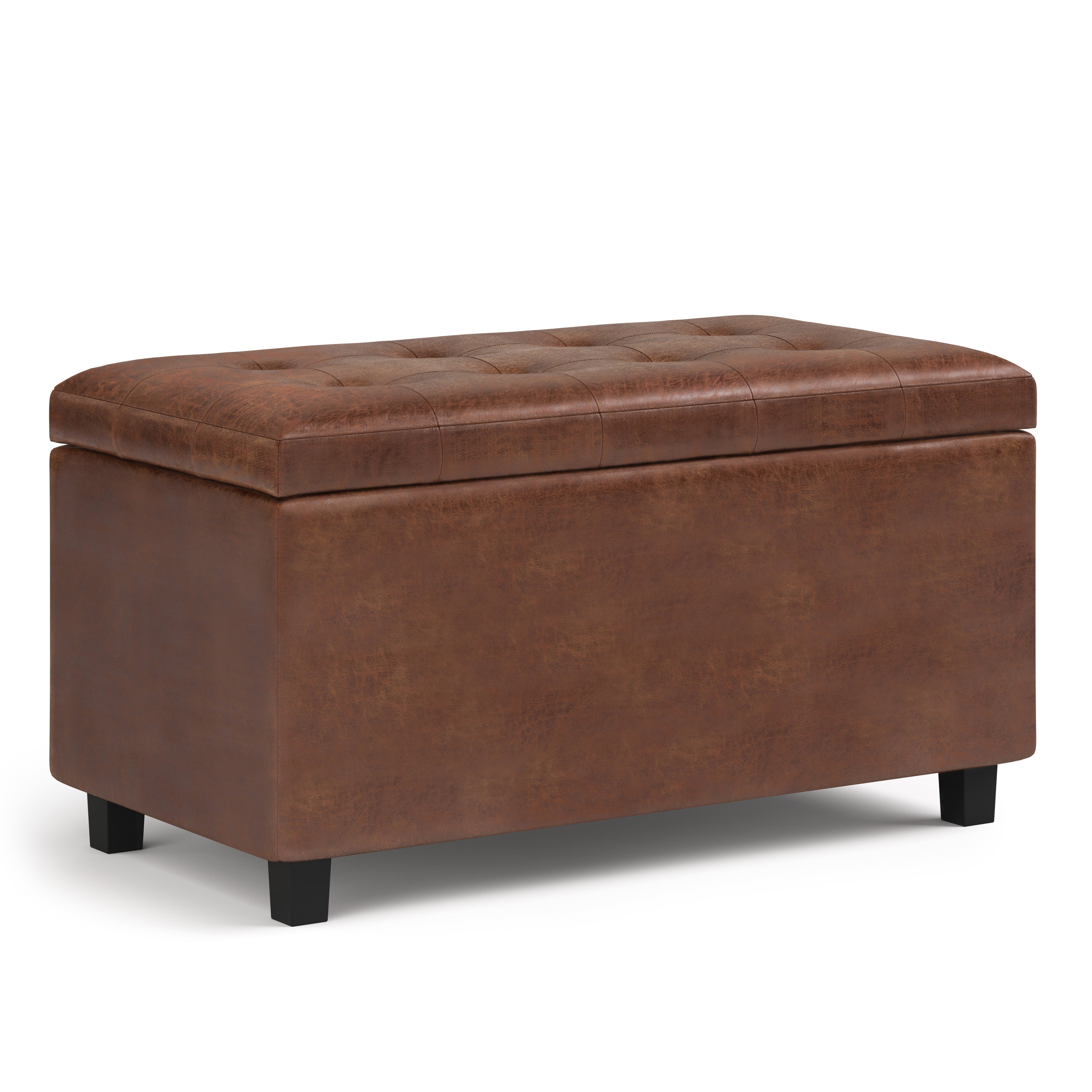 Cosmopolitan - Storage Ottoman - Distressed Saddle Brown--1