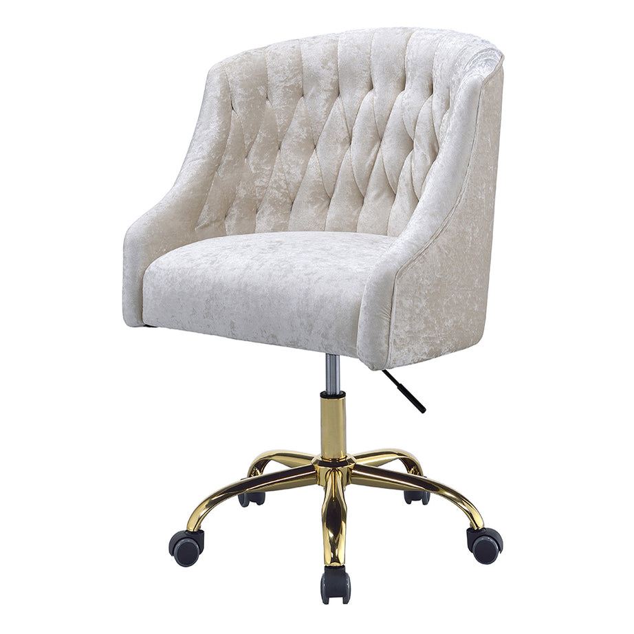 Vintage Cream and Gold Tufted Back Office Chair--1