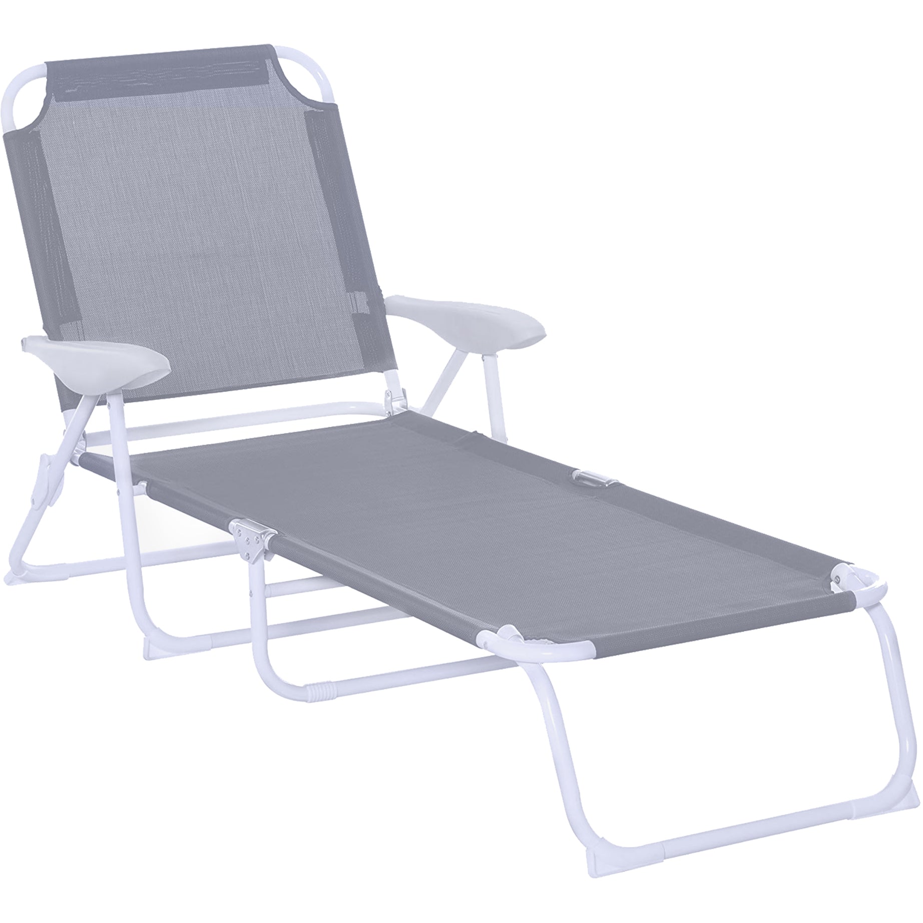 Outsunny Folding Chaise Lounge, Outdoor Sun Tanning Chair, 4-Position Reclining Back, Armrests, Metal Frame and Mesh Fabric for Beach, Yard, Patio, Gray--1