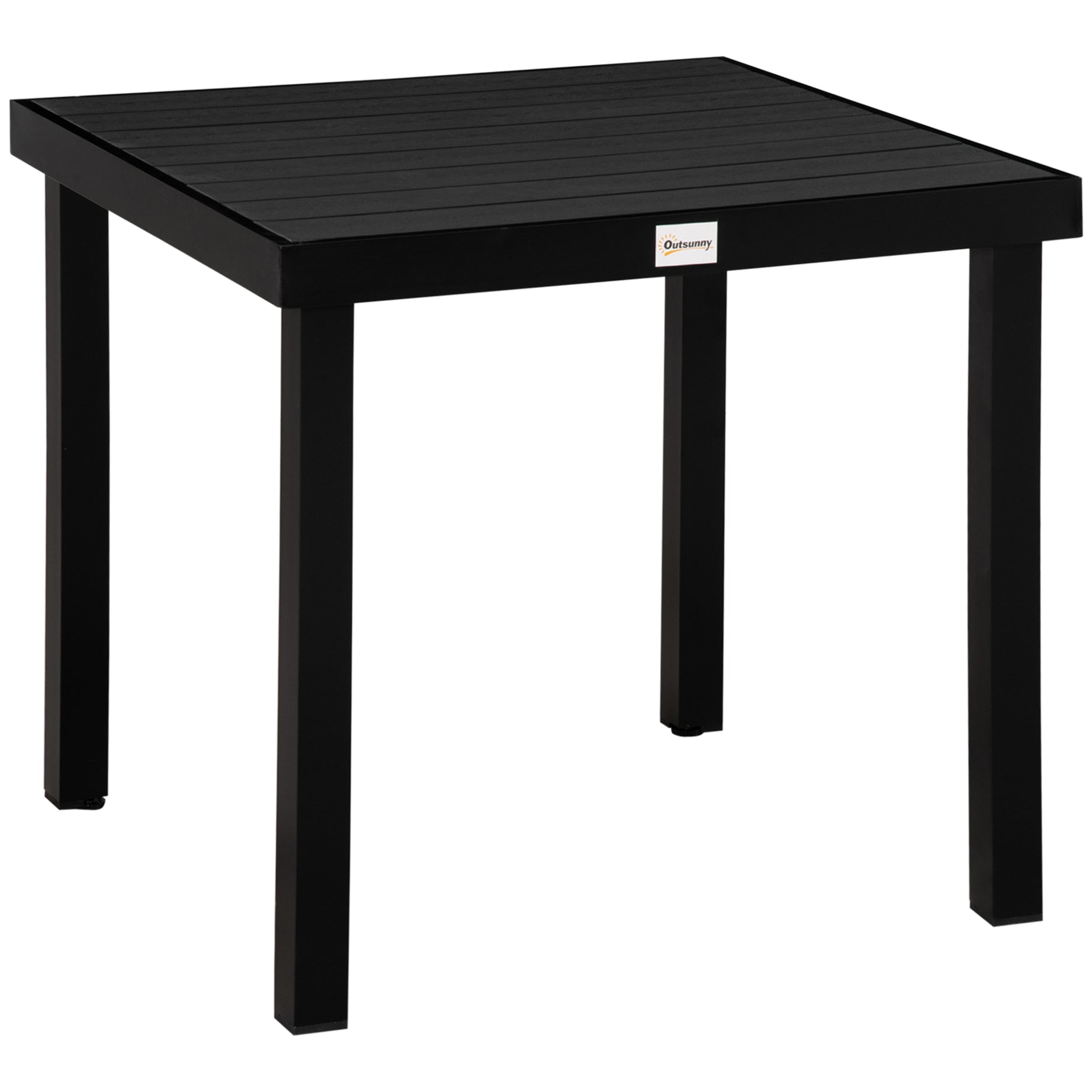 Outsunny Outdoor Dining Table for 4 Person, Square, Aluminum Metal Legs for Garden, Lawn, Patio, Woodgrain Black--1