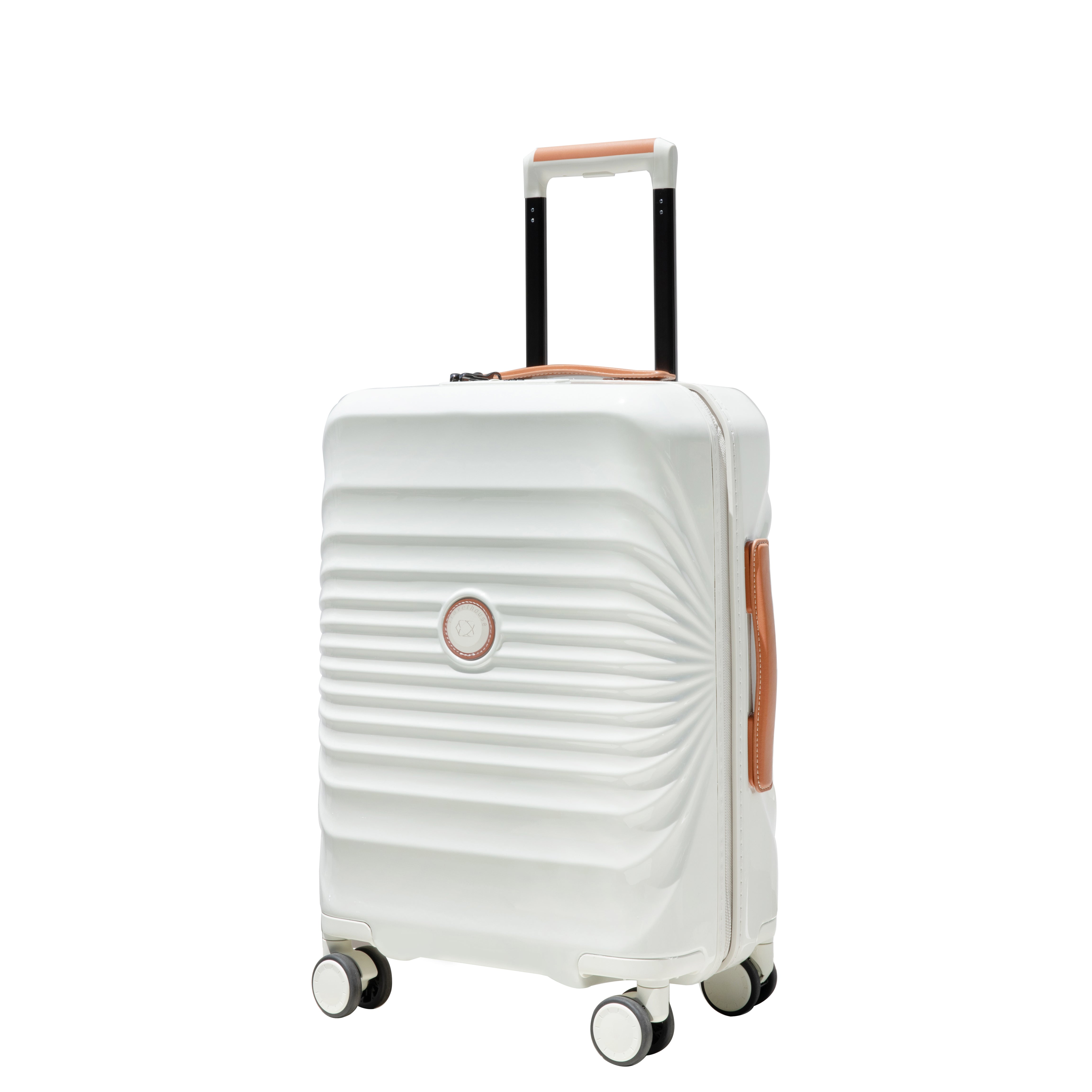 24" Luggage Lightweight Suitcase TSA Lock USB port  Luggage  Wheel lock Artificial leather Top handle Spinner Wheels CREAMY WHITE--1