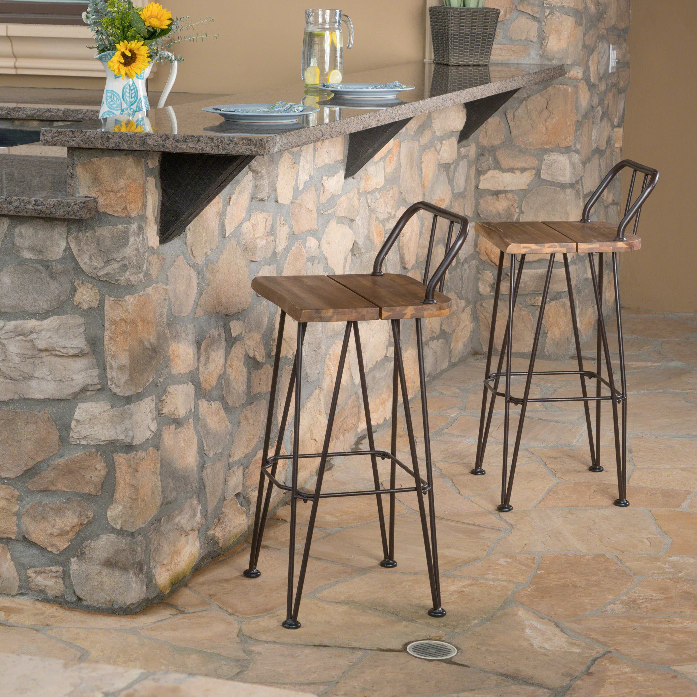 DENALI INDUSTIAL WOOD AND METAL BARSTOOL--1