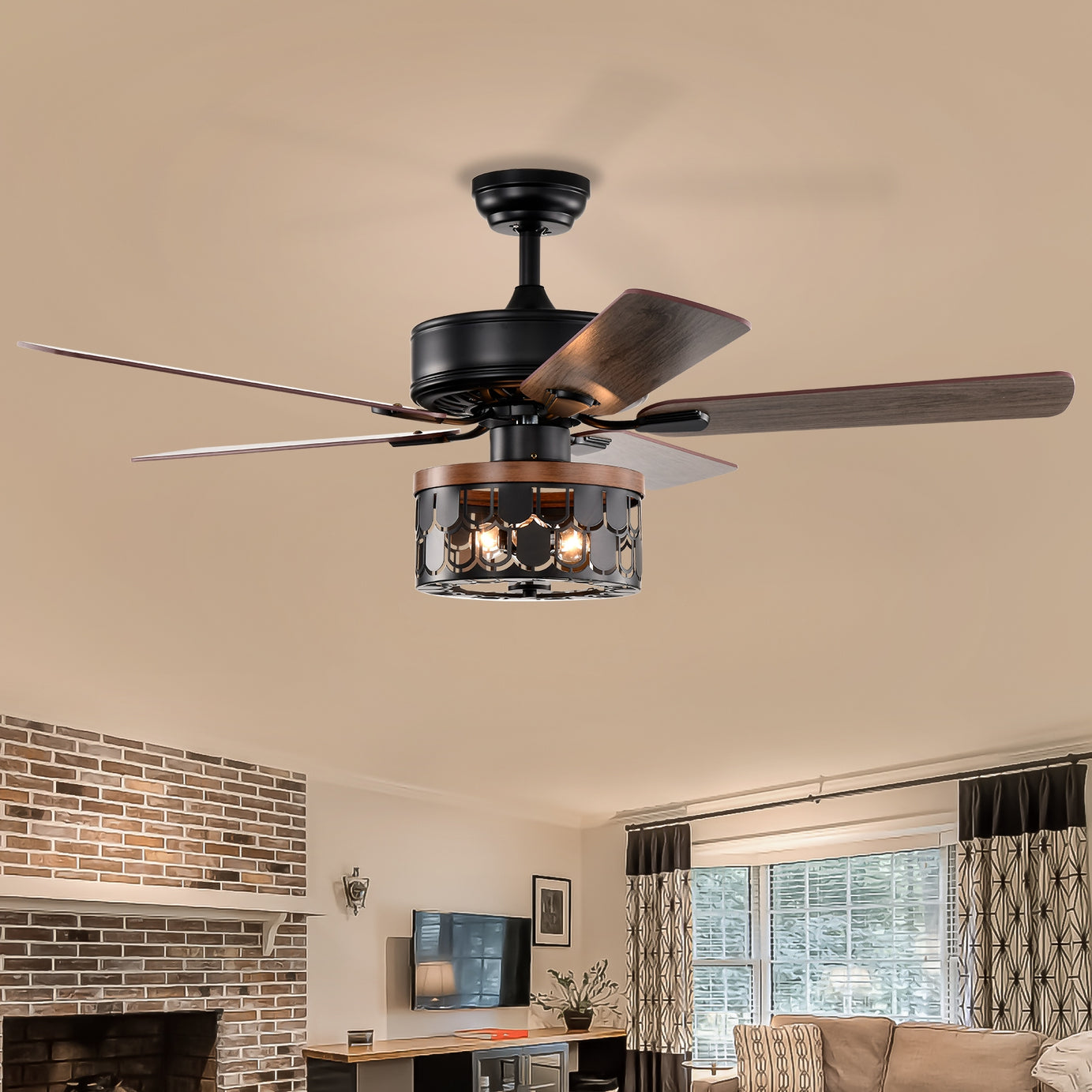 52'' Plywood blades ceiling fan with remote control for the living room ,bed room--1