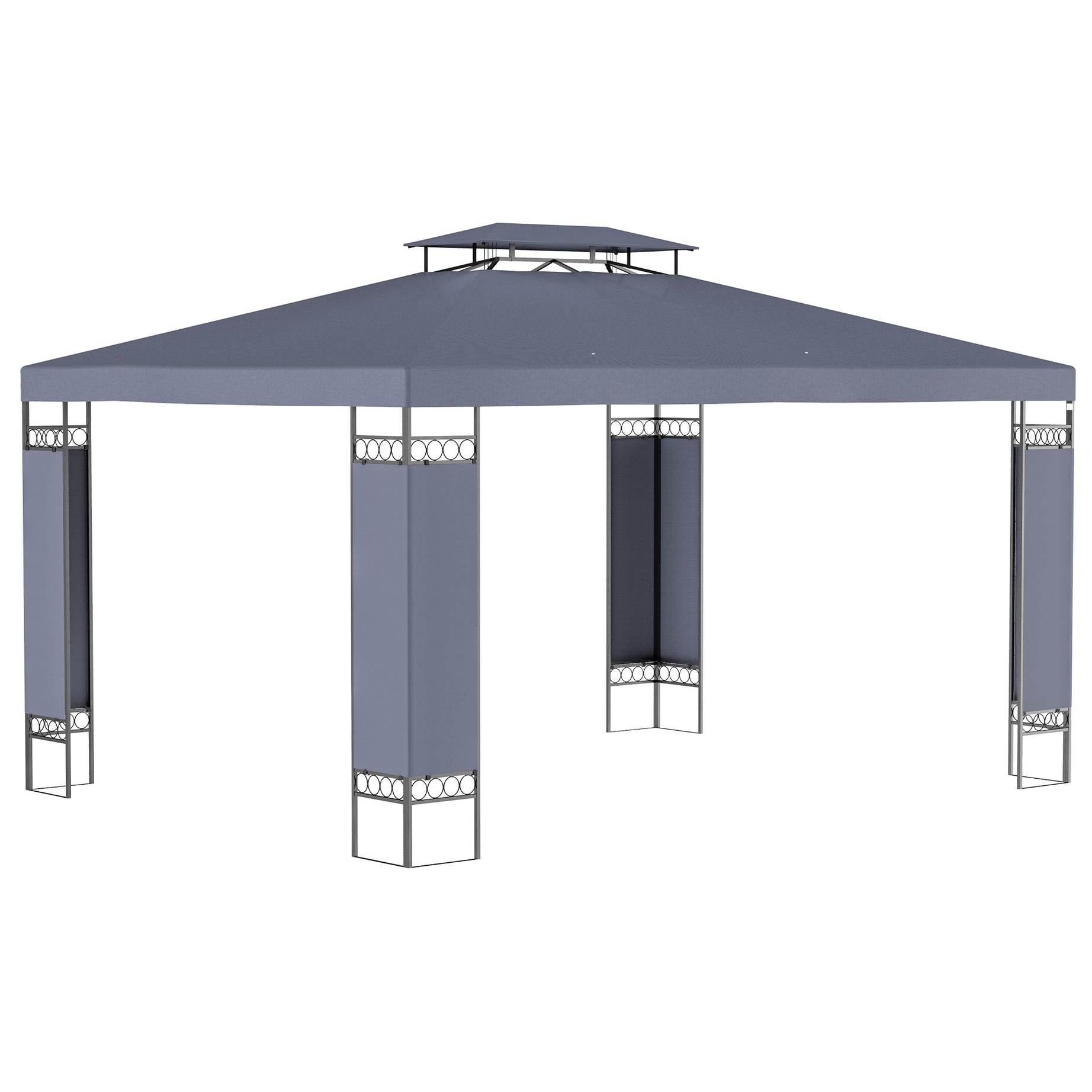 Outsunny 10' x 13' Patio Gazebo, Double Roof Outdoor Gazebo Canopy Shelter with Screen Decorate Corner Frame, for Garden, Lawn, Backyard and Deck, Gray--1