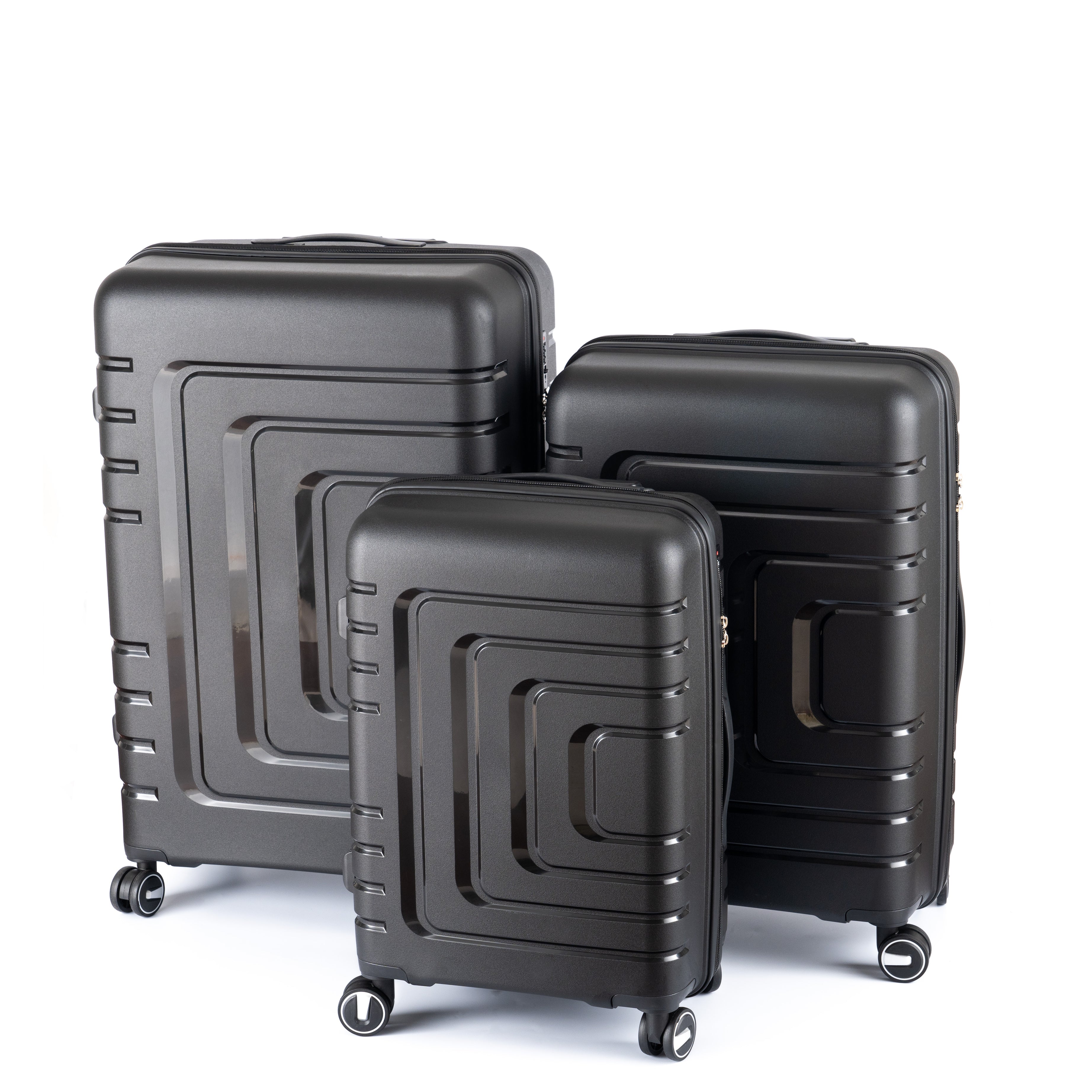 Hardshell Suitcase Spinner Wheels PP Luggage Sets Lightweight Durable Suitcase with TSA Lock,3-Piece Set (21/25/29)2305BLACK--1