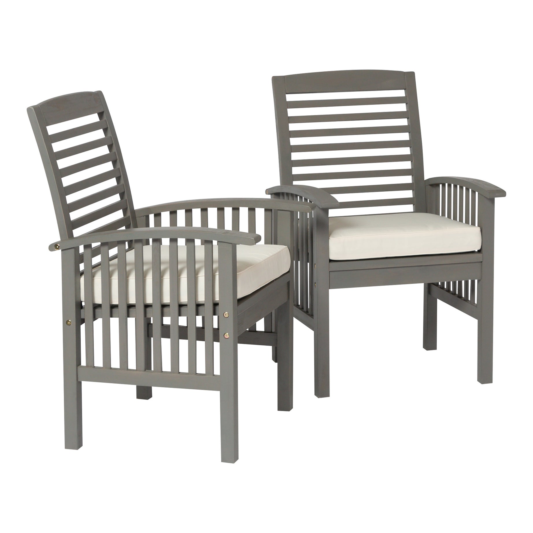 Modern 2-Piece Slat-Back Patio Chairs with Cushions - Grey Wash--1