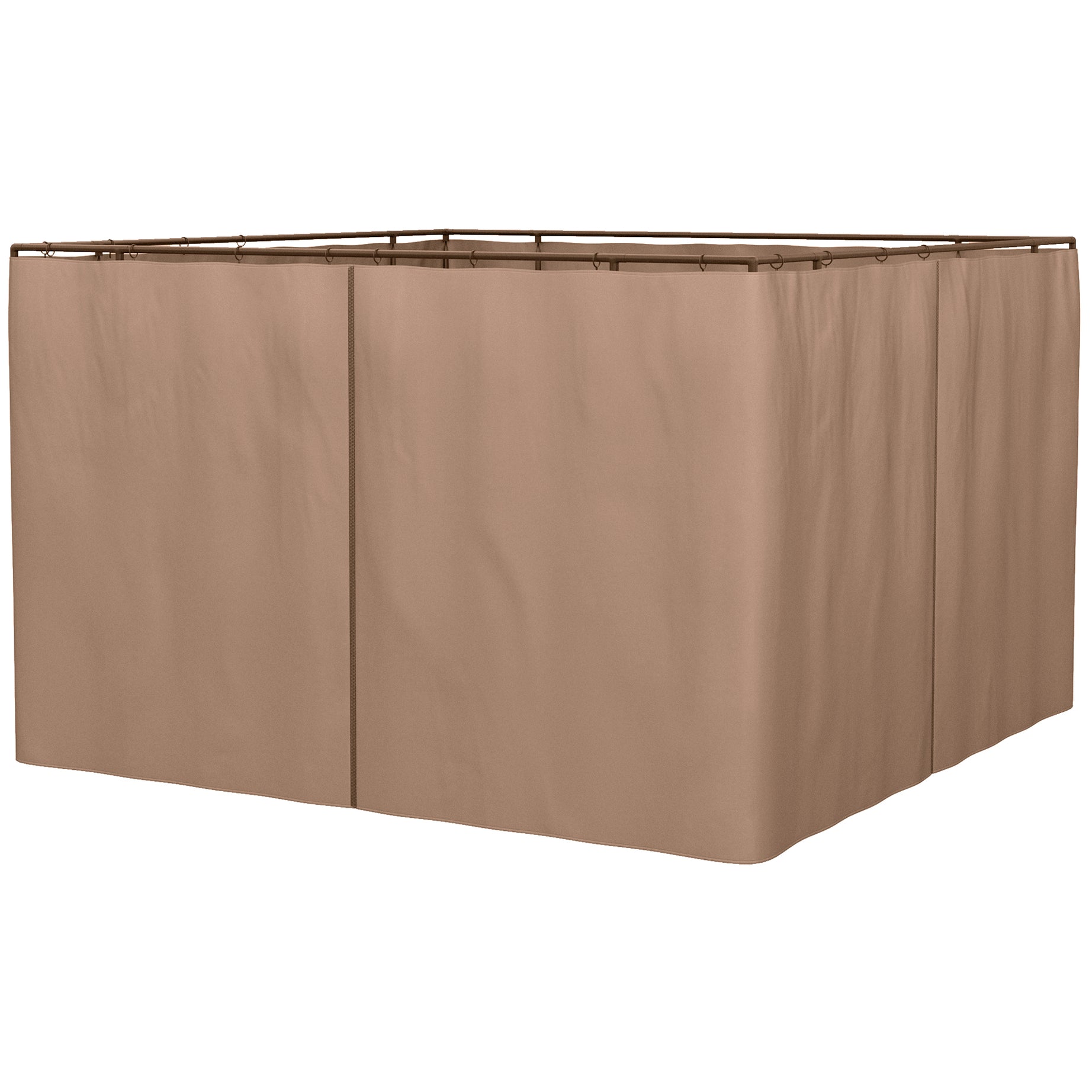 Outsunny 10' x 10' Universal Gazebo Sidewall Set with Panels, Hooks and C-Rings Included for Pergolas and Cabanas, Brown--1