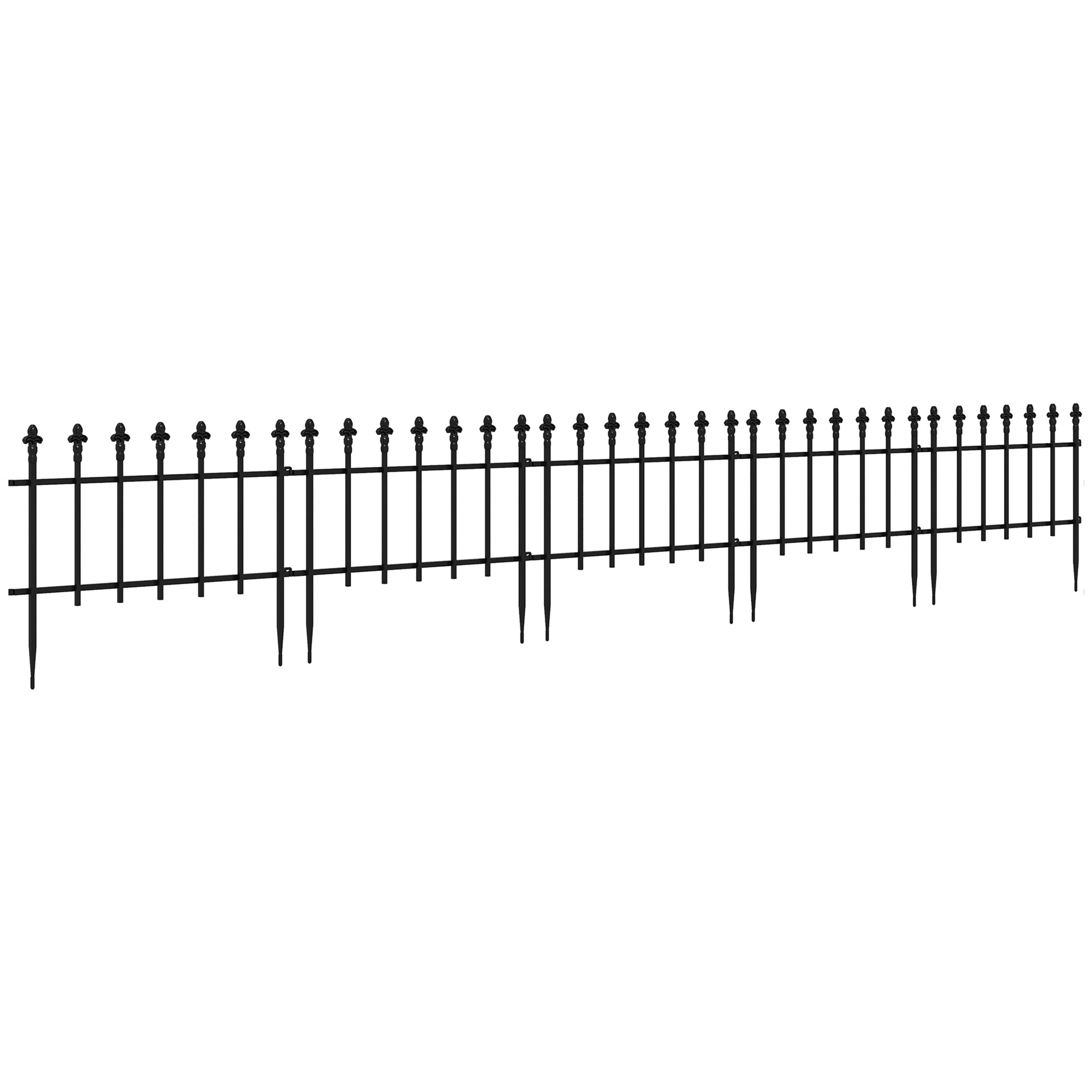 Outsunny Metal Decorative Garden Fence, 9.2' x 17.25" 5 Pack Steel Fence Panels, Decorative Border Fence for Landscape, Flower Bed, Yard Decor, Animal Barrier, Black--1