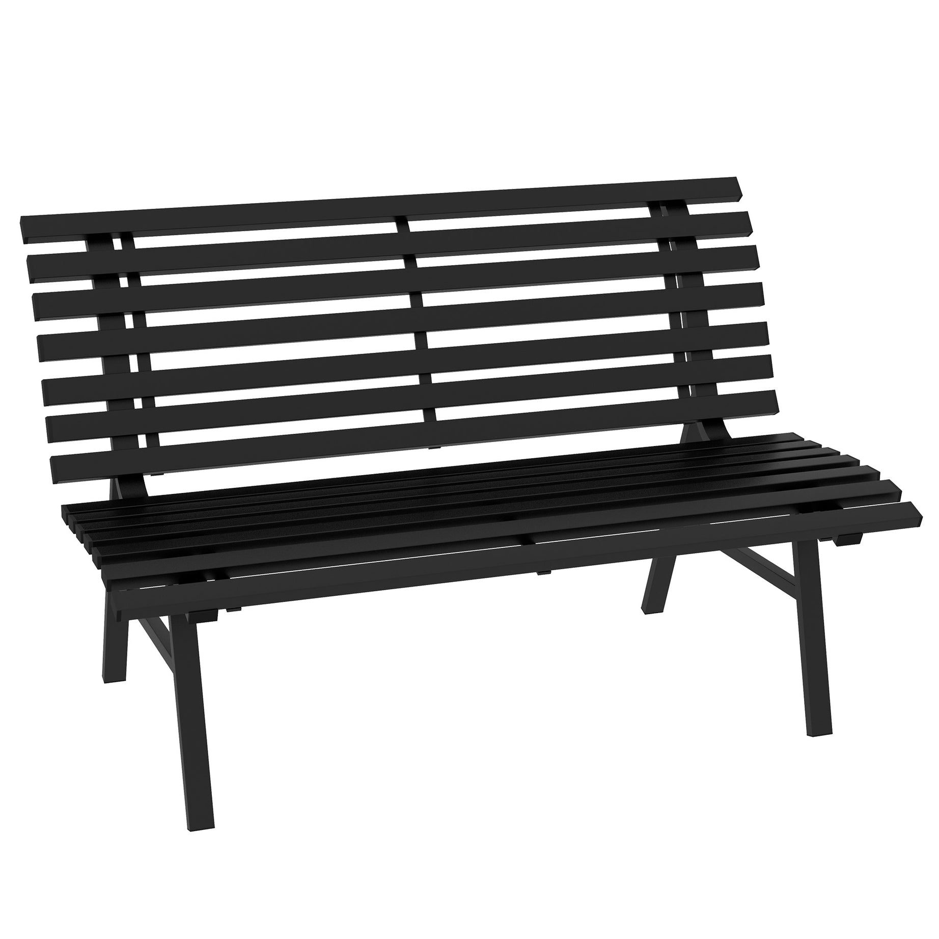 Outsunny 48.5" Garden Bench, Outdoor Patio Bench, Lightweight Aluminum Park Bench with Slatted Seat for Lawn, Park, Deck, Black--1