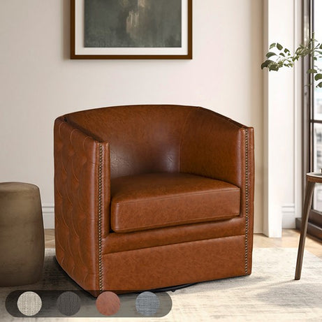 Capstone Tufted Barrel Swivel Chair--1