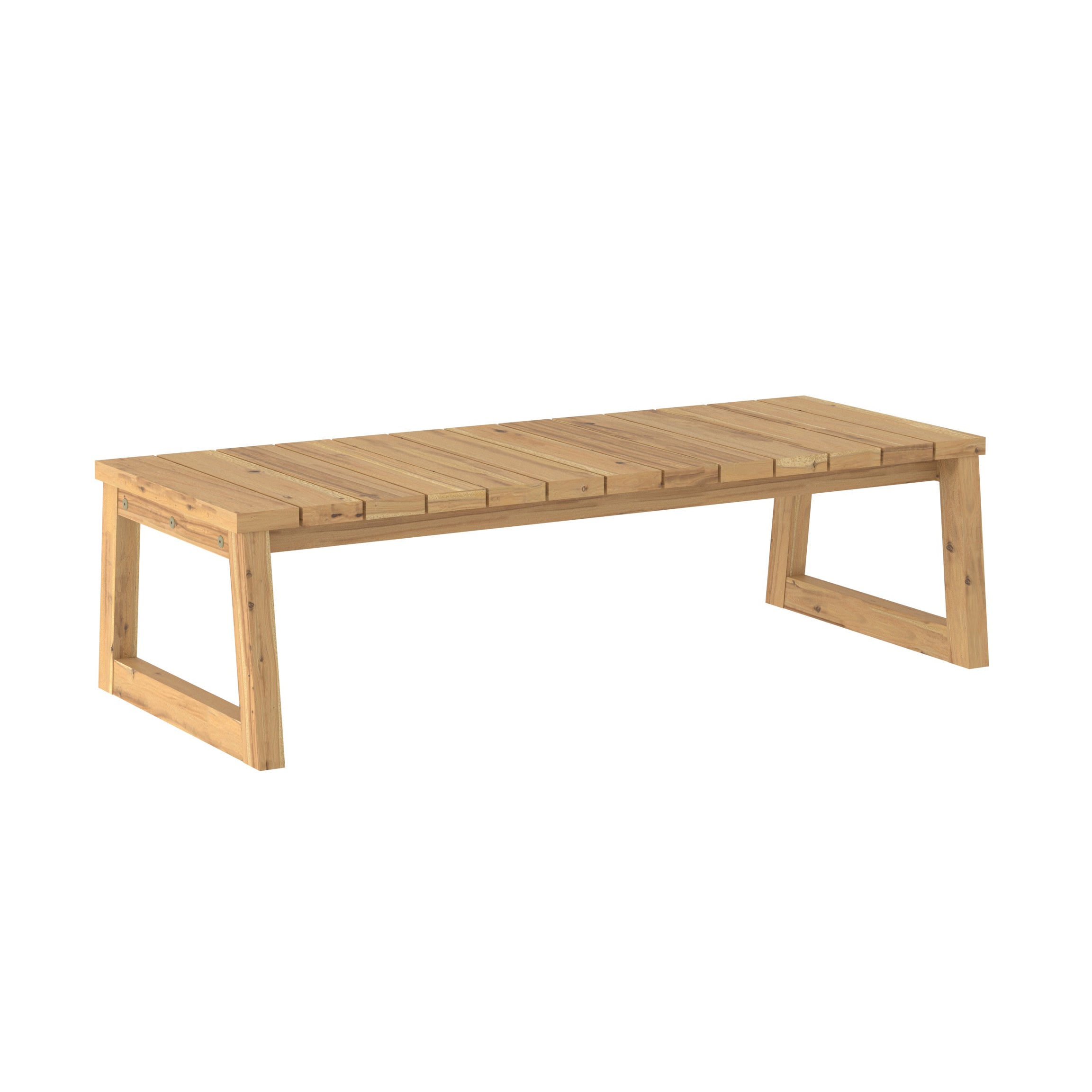 Modern Solid Wood Slat-Top Outdoor Coffee Table – Natural--1