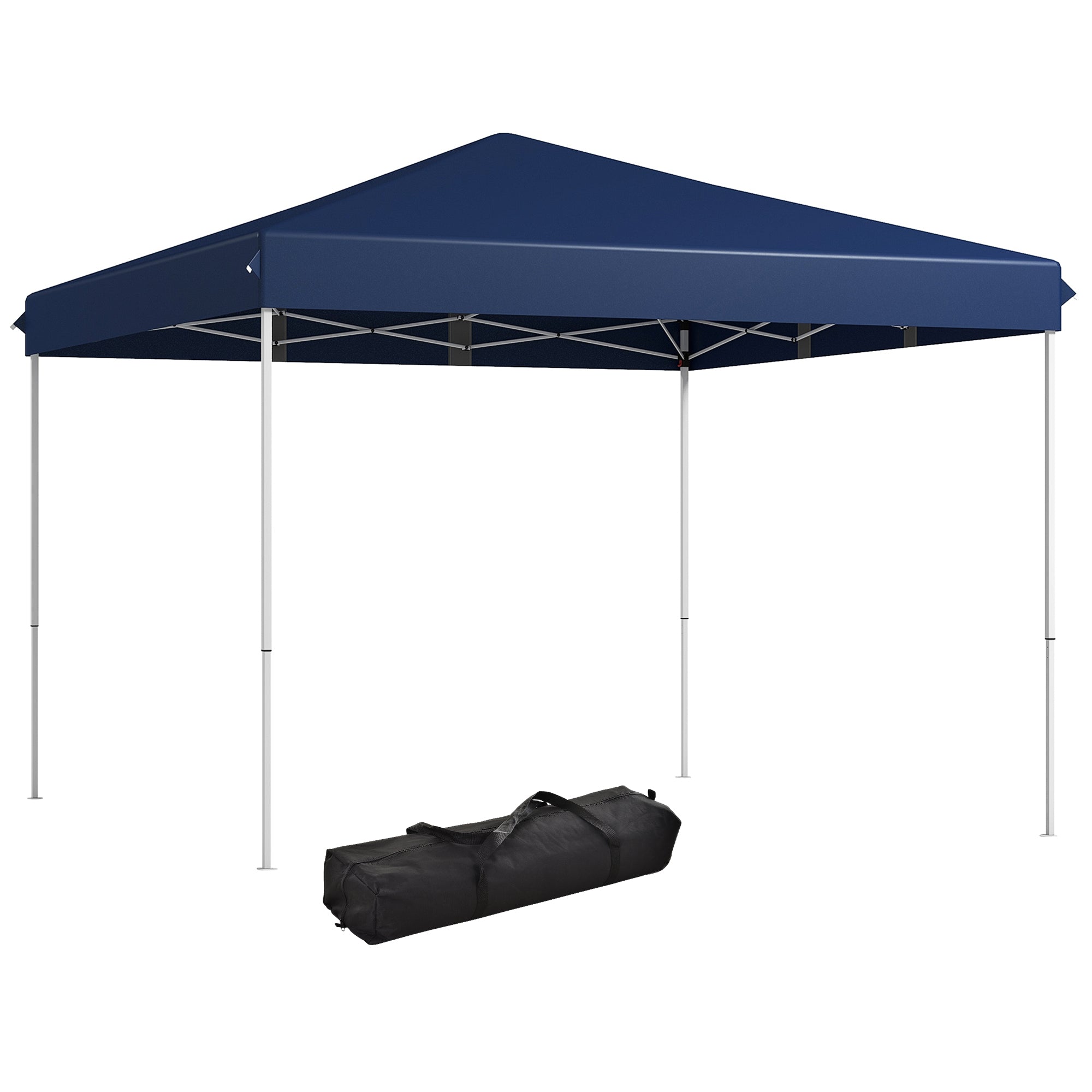 Outsunny 13' x 13' Pop Up Canopy Tent, Instant Sun Shelter, Tents for Parties, Height Adjustable, with Wheeled Carry Bag for Outdoor, Garden, Patio, Parties, Dark Blue--1