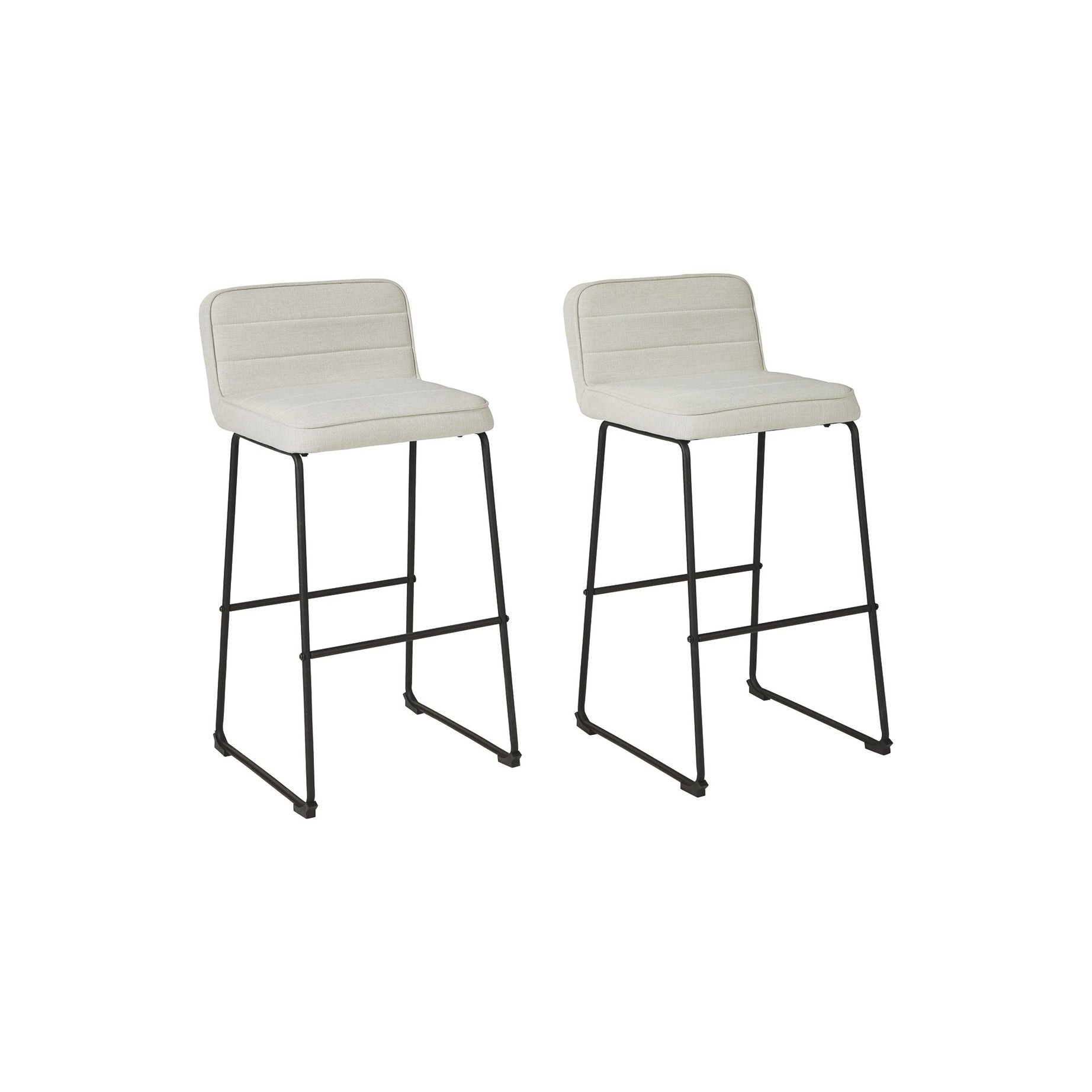 Channel Stitched Low Fabric Barstool with Sled Base, Set of 2, Gray--1