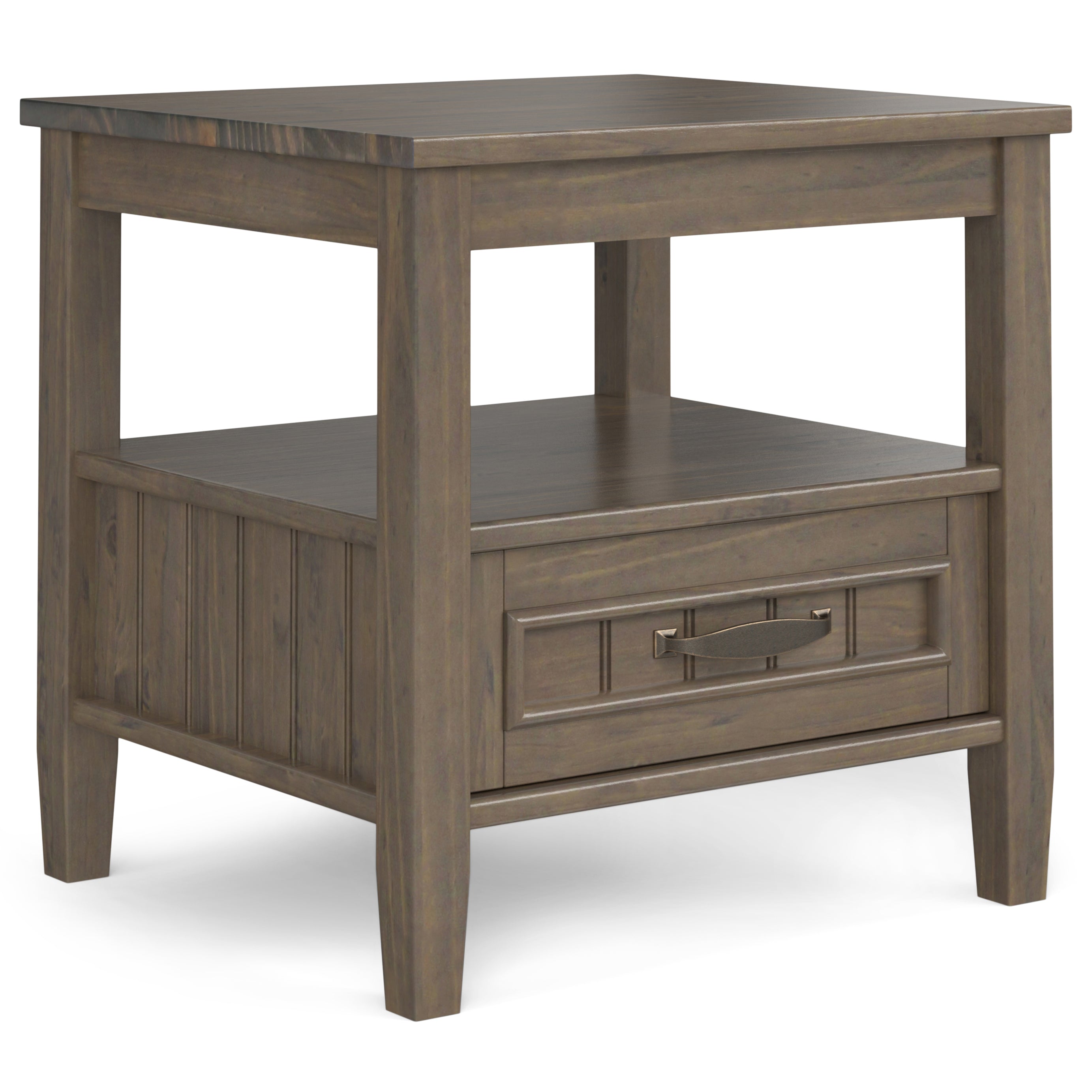 Lev - End Table with Bottom Drawer - Smoky Brown--1