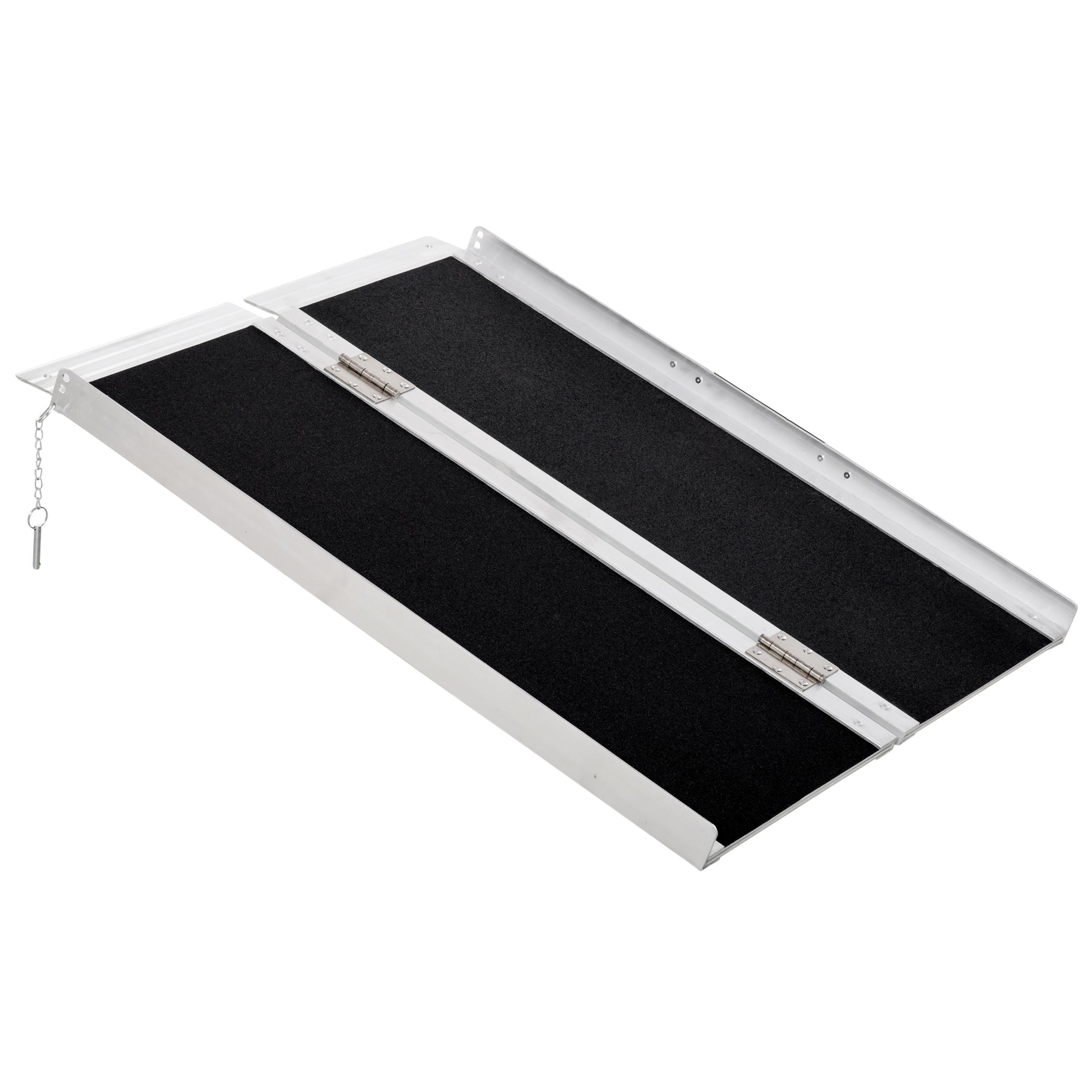 HOMCOM Wheelchair Ramp 3FT, Folding Aluminum Threshold Ramp with Non-Slip Surface, Transition Plates, 600lbs Weight Capacity, Handicap Ramp for Home, Doorways, Curbs, Steps--1