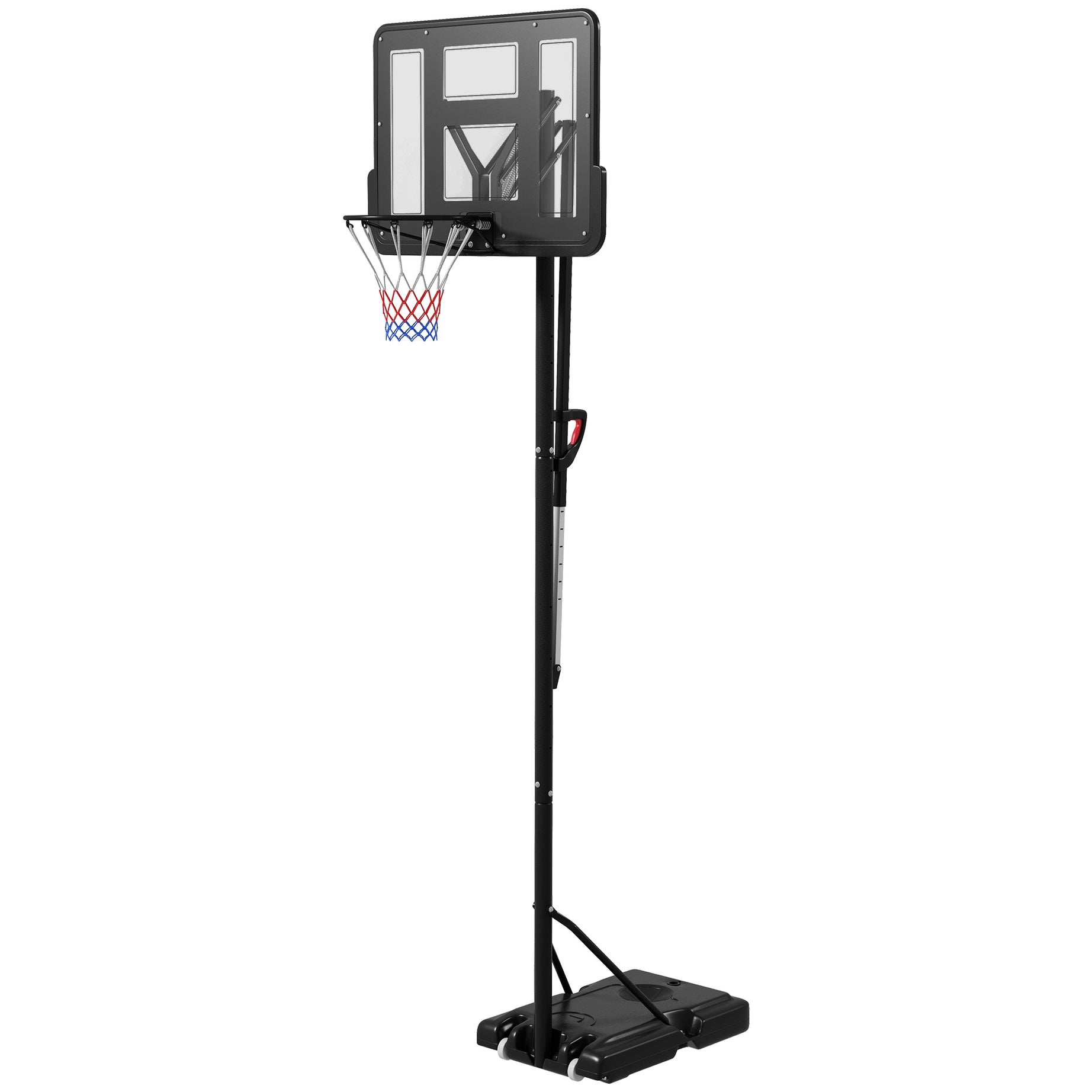 Soozier Portable Basketball Hoop, 7.7-10' Height Adjustable Basketball Goal with 43" Shatterproof Backboard, Wheels, and Fillable Base for Teenagers, Youth, Adults--1