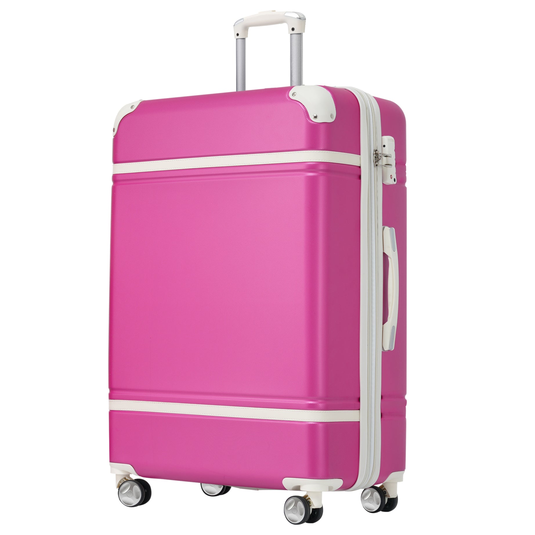 Hardshell Luggage with TSA lock , 28" Expandable Lightweight Suitcase with Spinner Wheels, Single Vintage Luggage,Pink--1