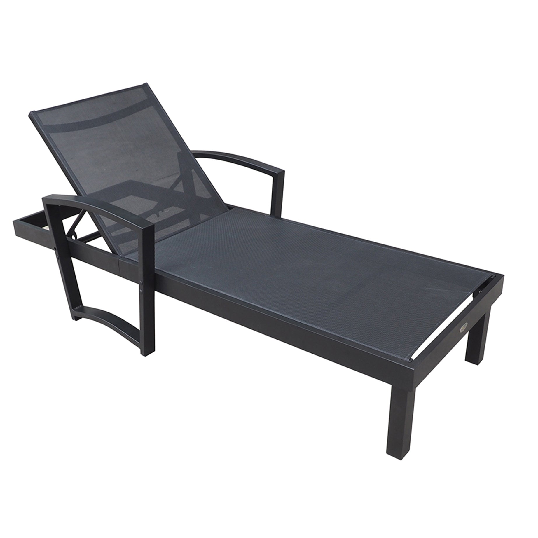 Outdoor Chaise Lounge, Aluminum Pool Beach Lounge Chair, All Weather Patio Beach Adjustable Reclining Chair (Black)--1