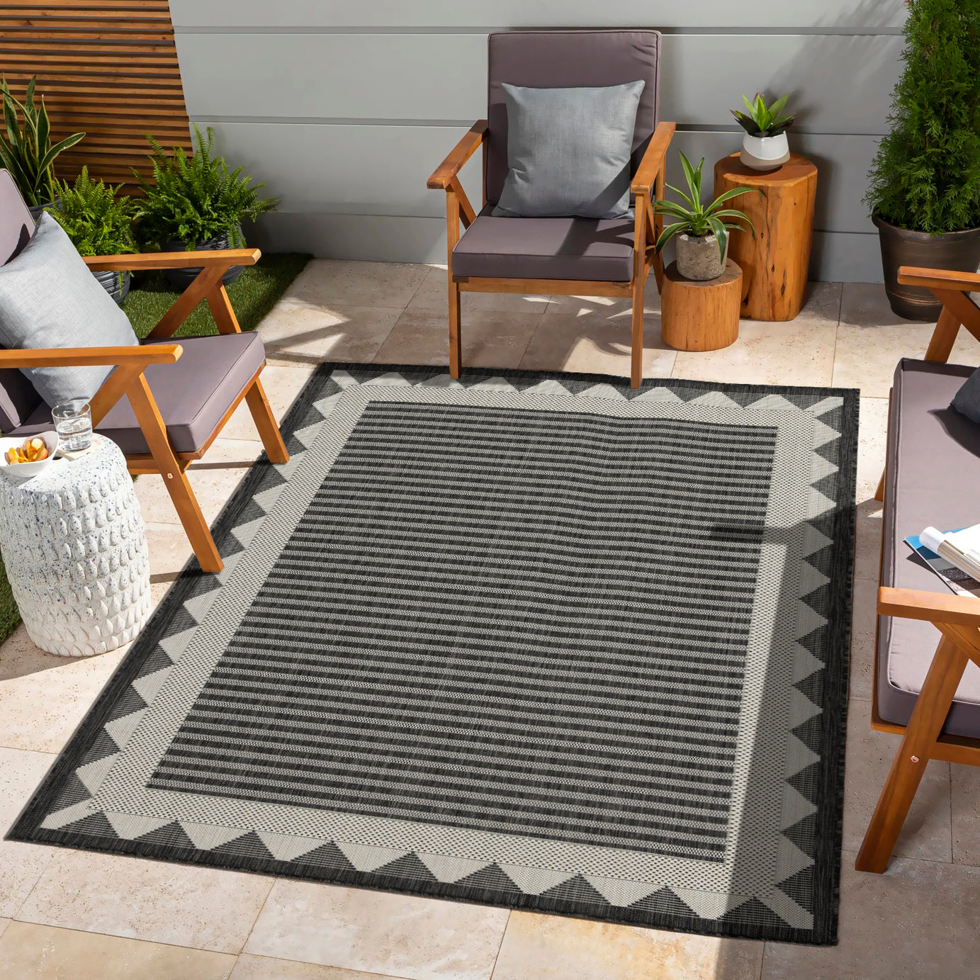 Sunshine GC_HAR2014 Anthracite 7 ft. 10 in. x 10 ft. 3 in. Indoor/Outdoor Area Rug--1