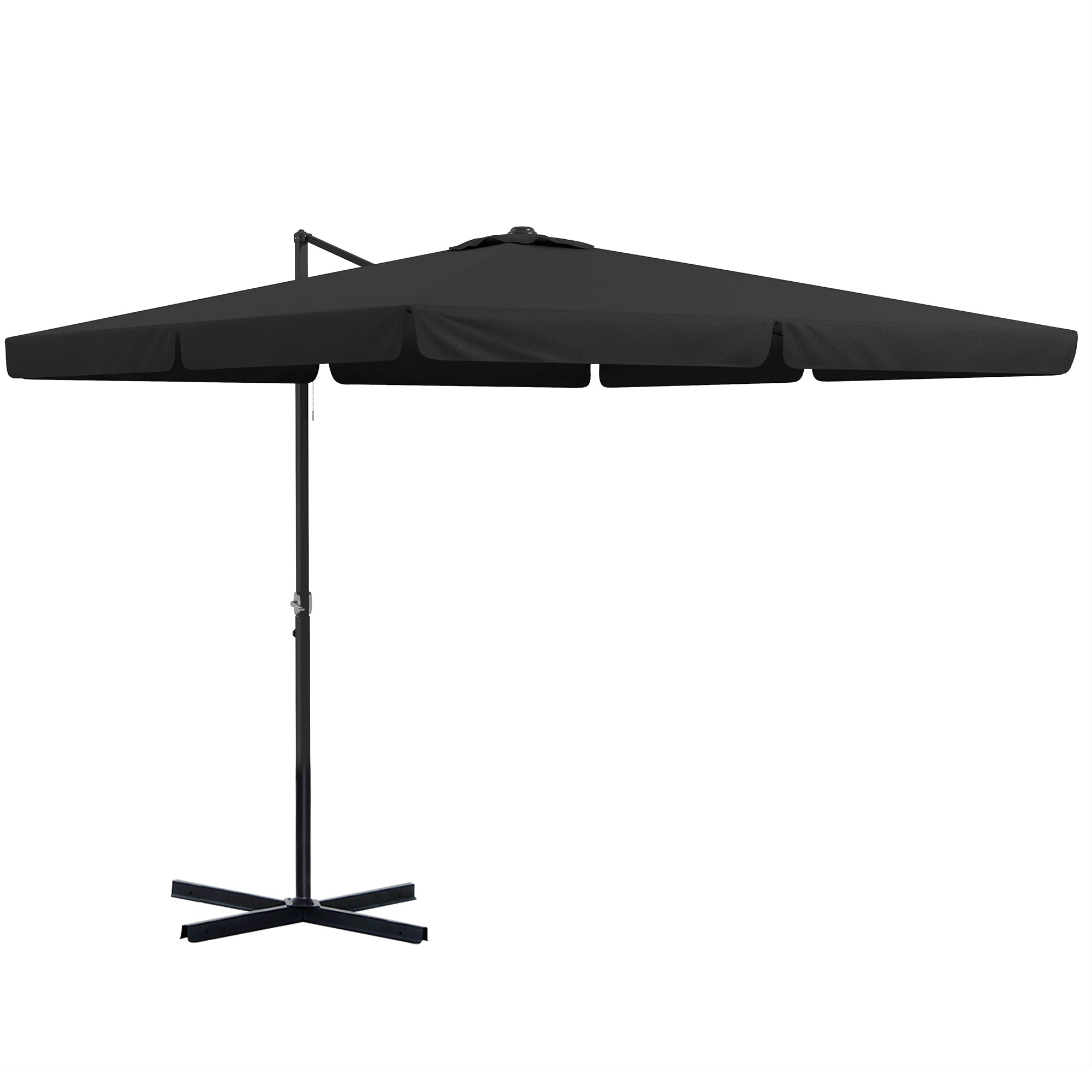 Outsunny 10' Cantilever Patio Umbrella, Square Offset Umbrella with Tilt, Crank, Cross Base, Aluminum Pole and Air Vent, Hanging Umbrella for Garden, Pool, Backyard, Gray--1