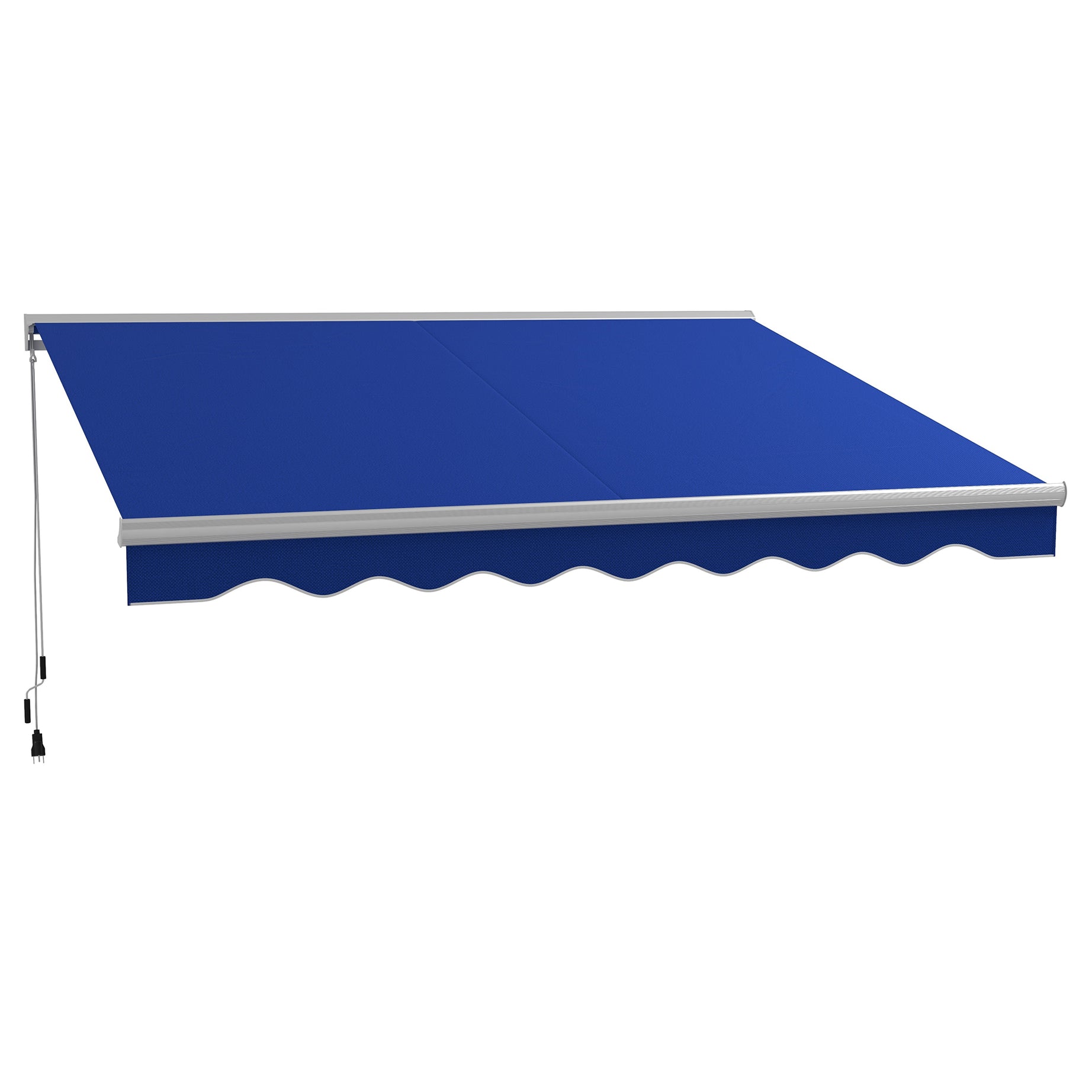 Outsunny 13' x 10' Electric Awning with LED Lights, Retractable Awning, UV40+ Sun Shade Shelter with Remote Controller and Crank Handle for Deck, Balcony, Yard, Blue--1