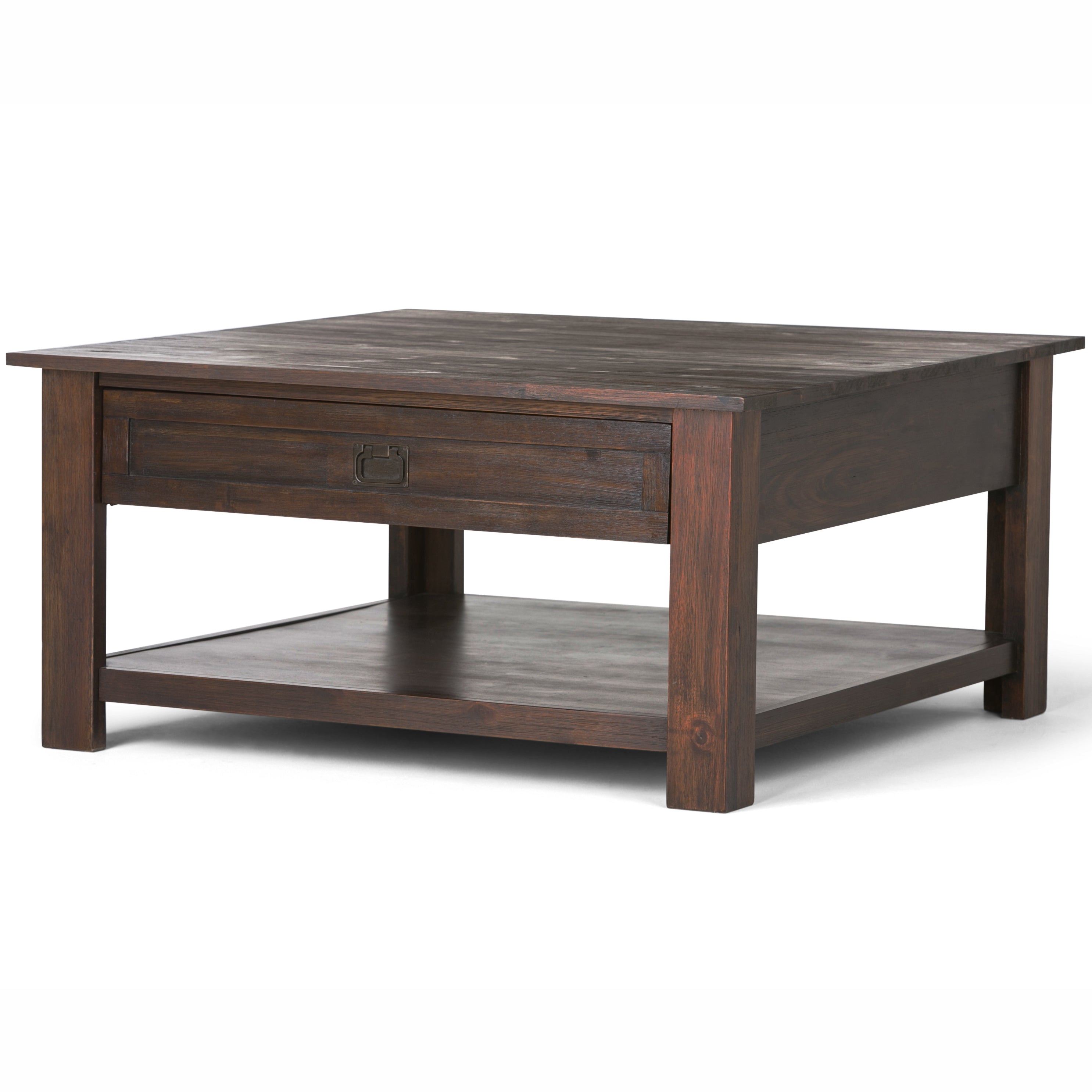 Monroe - Square Coffee Table - Distressed Charcoal Brown--1