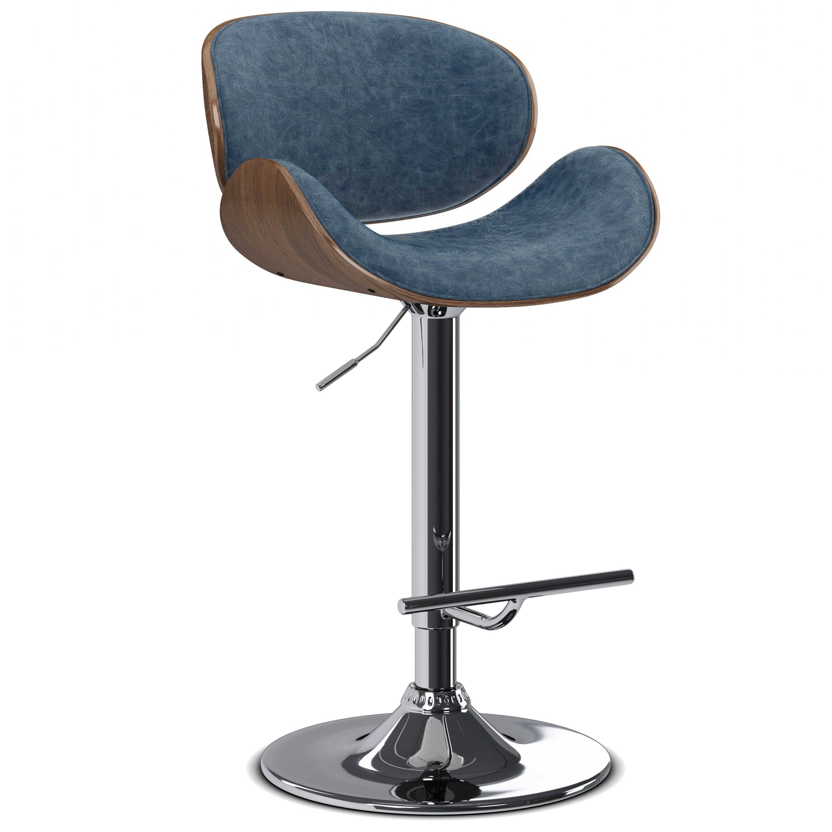 Marana - Bentwood Adjustable Swivel Bar Stool - Distressed Blue--1