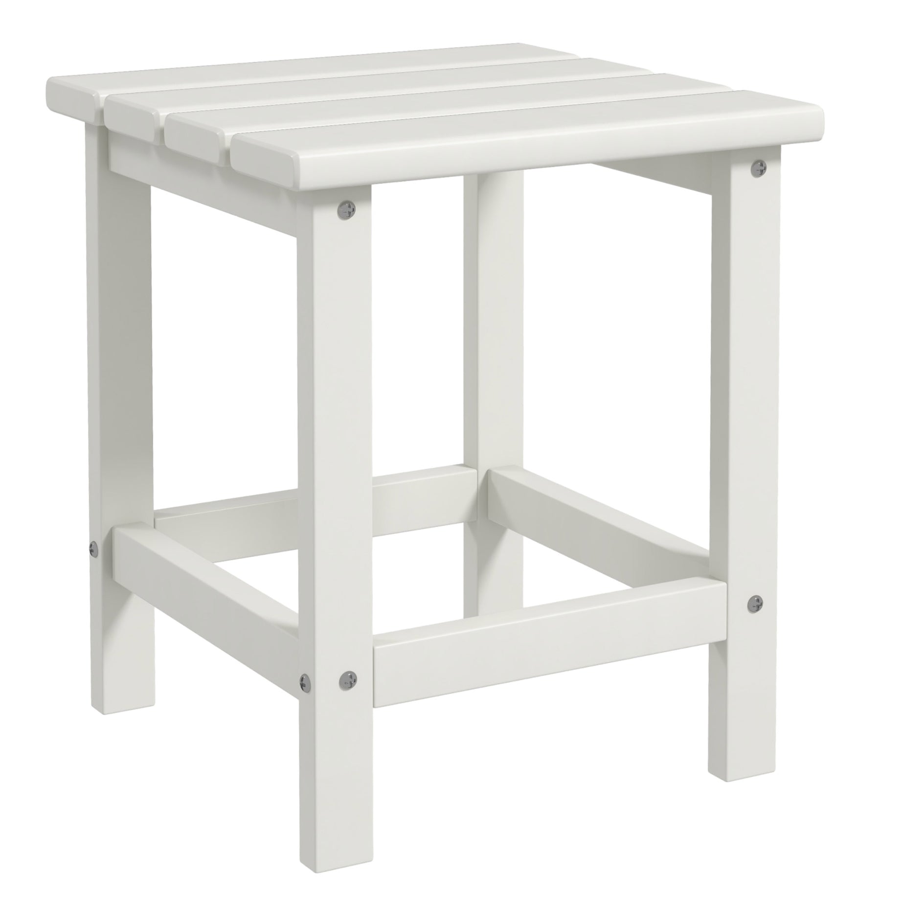 Outsunny Adirondack Side Table, Square Patio End Table, Weather Resistant 15" Outdoor HDPE Table for Porch, Pool, Balcony, White--1