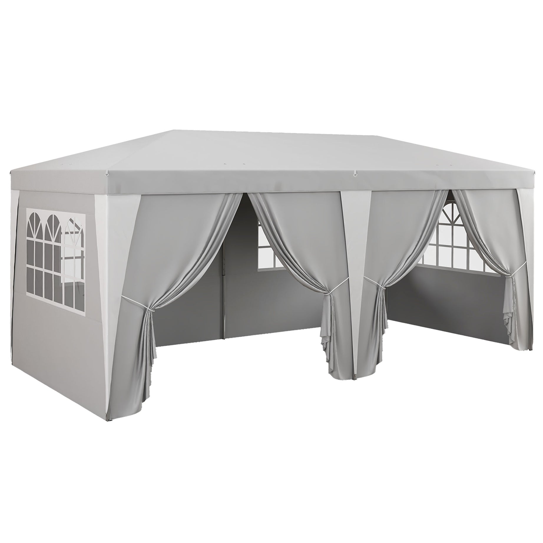 Outsunny 19 x 10' Pop Up Canopy Tent with 6 Removable Sidewalls, 4 Windows, Large Ez Up Canopy with Adjustable Height, Instant Shelter Gazebo for Outdoor Events, Party, Wedding, Gray--1