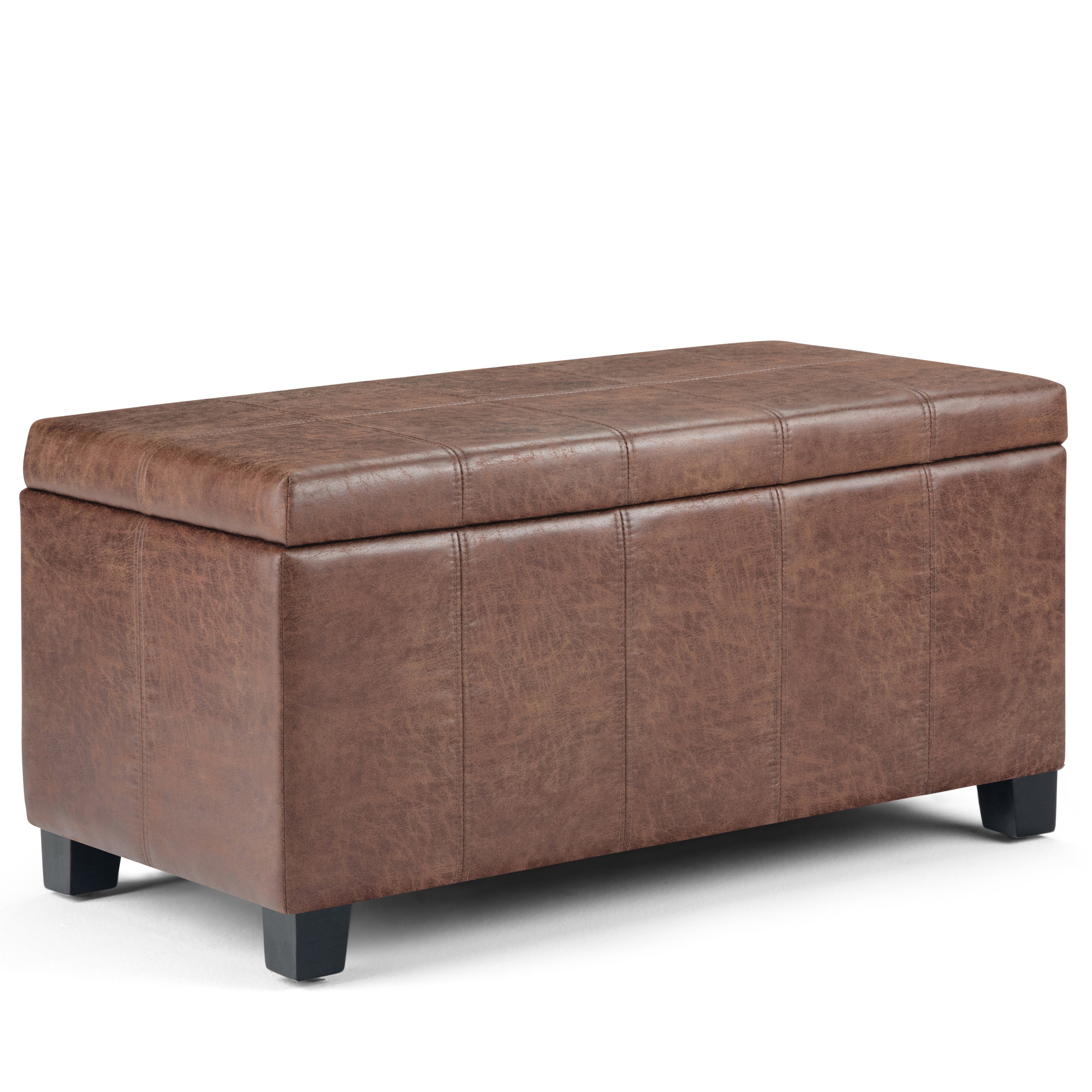 Dover - Storage Ottoman Bench - Distressed Umber Brown--1